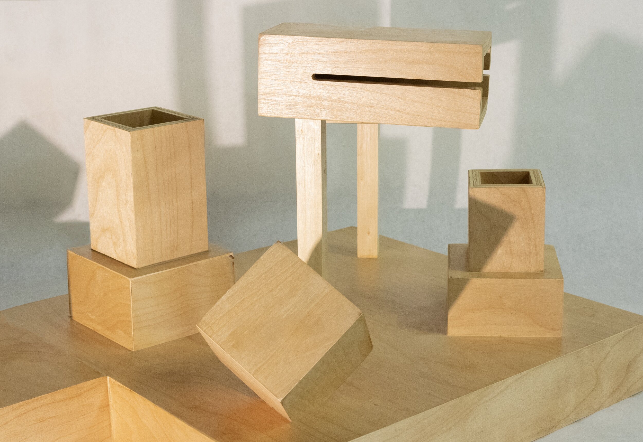 Blocks that go Boom: 4’ x 2.5’ x 2’; Wood; February 14- March 28, 2019;
I have created my own musical instrument. With collaboration in mind, I created an instrument that can be played with friends. My influence came from temple boxes and pipe instru