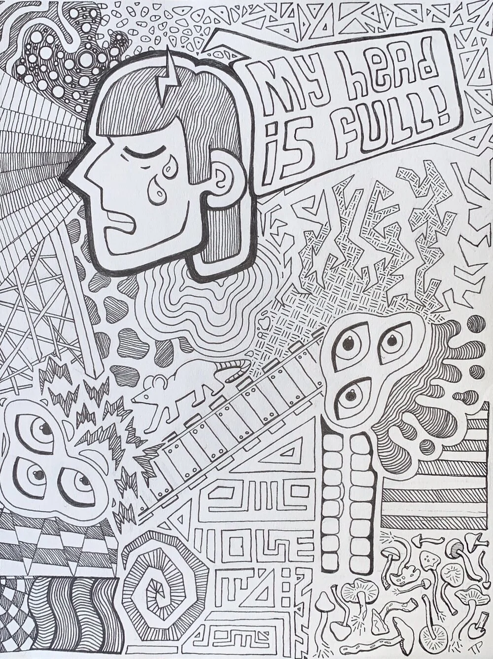 "Gwendolyn's Demise", 9"x12". Ink pen.