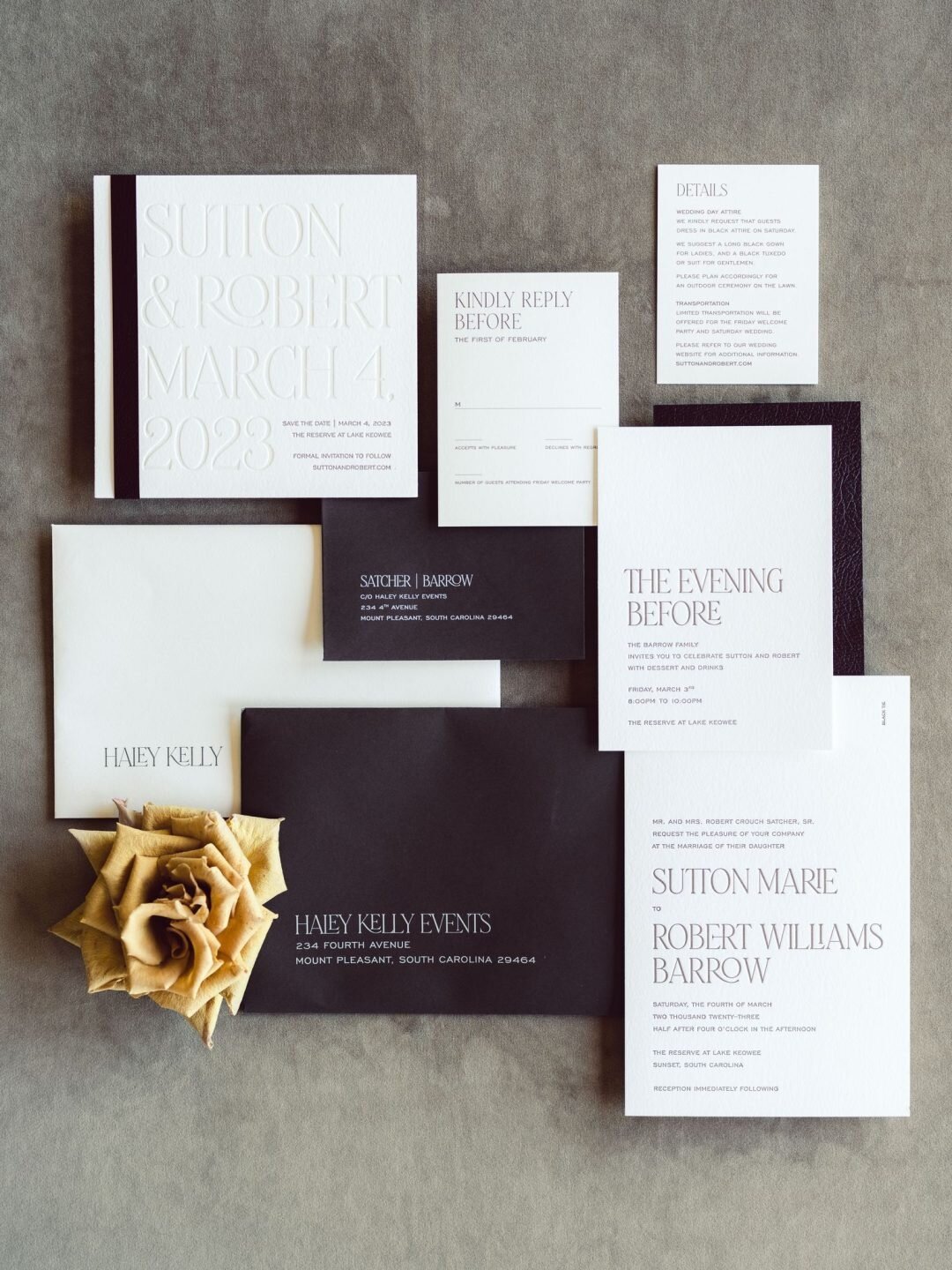 The &ldquo;black tie&rdquo; placement had me feeling like such a rebel. 🤓🤭 I love the rules, but I love breaking them, too. ✨⁣

Photo by @clarkbrewer
Planner: @haleykellyevents

#weddinginvitations #weddingstationery #letterpress #letterpressinvita