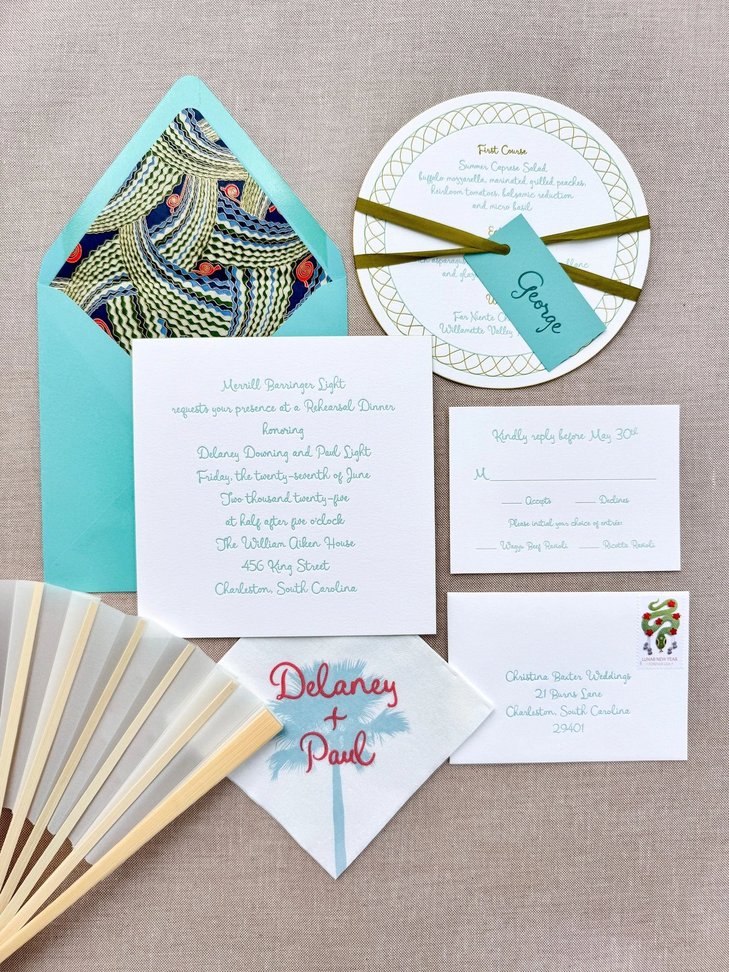 A truly unique rehearsal dinner suite for Delaney and Paul 🐍 for @christinabaxterweddings 

#rehearsaldinner #rehearsaldinnerinvitations #letterpress #letterpressinvitations #japanesepaper #handmadepaper #charlestonweddings #weddingstationery #weddi