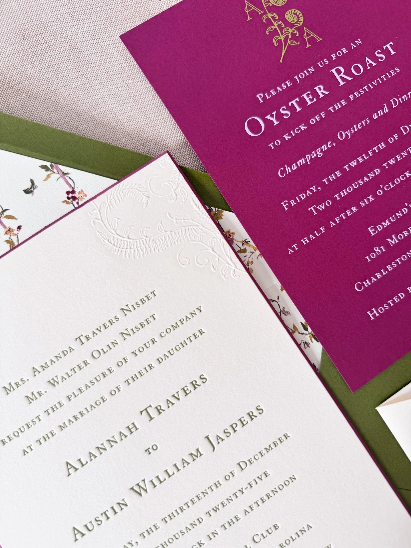 December at Yeamans for A&amp;A 🌿

@elisavetevents
#yeamanshall #letterpress #invitations #weddinginvitations #bevelededge #emboss #luxuryinvitations #weddingpaper #weddingstationery