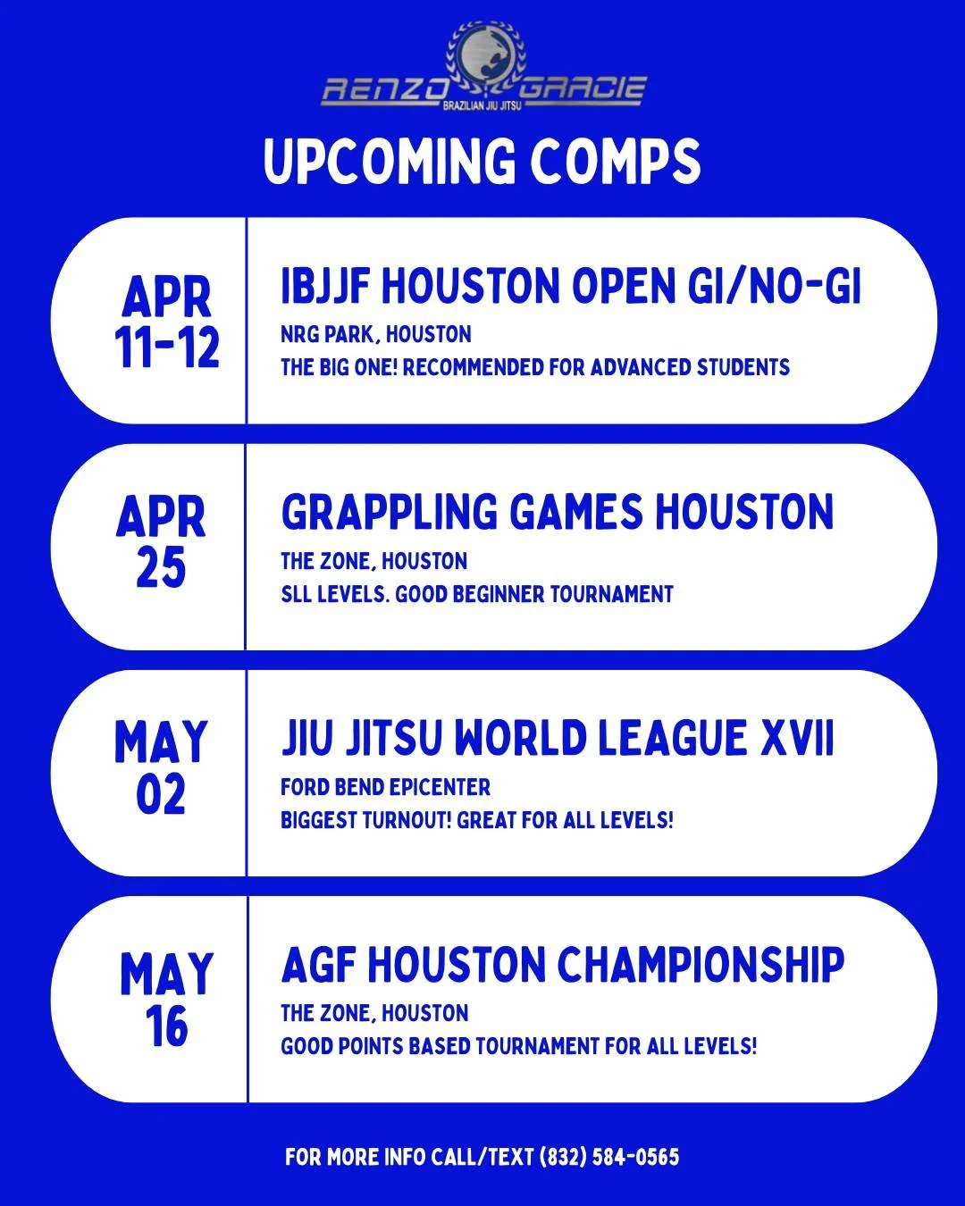 Competition season is here 🔥
We&rsquo;ve got multiple opportunities coming up for all levels&mdash;from first timers to experienced competitors.

If you&rsquo;ve been thinking about competing, this is your sign. Let&rsquo;s get to work and represent