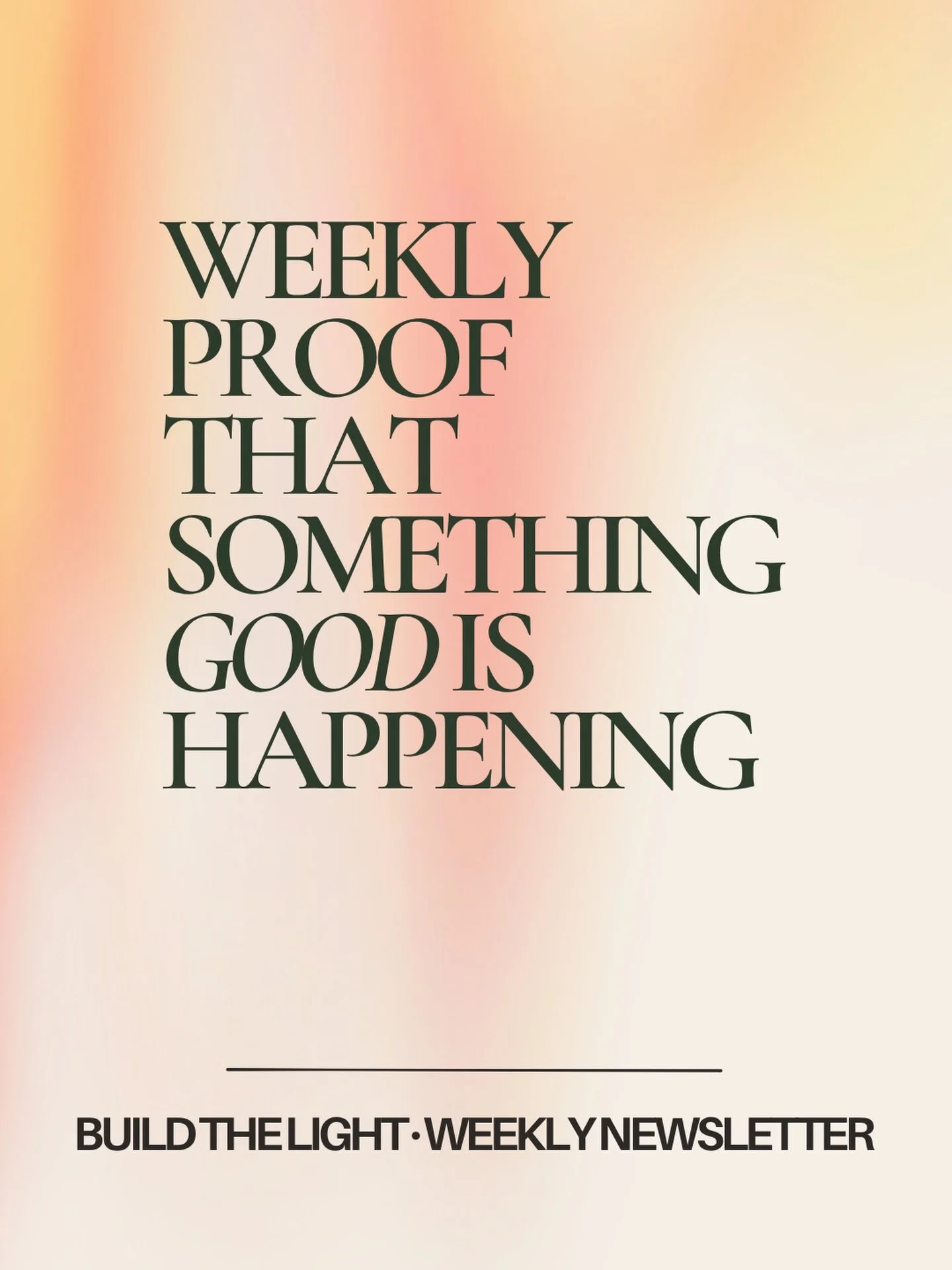 Build the Light.

It&rsquo;s weekly proof that something good is happening in the world. We need all the light-holders to be light-builders at this point in time.

It&rsquo;s one thing to imagine and dream. It&rsquo;s another thing to DO. Be in actio