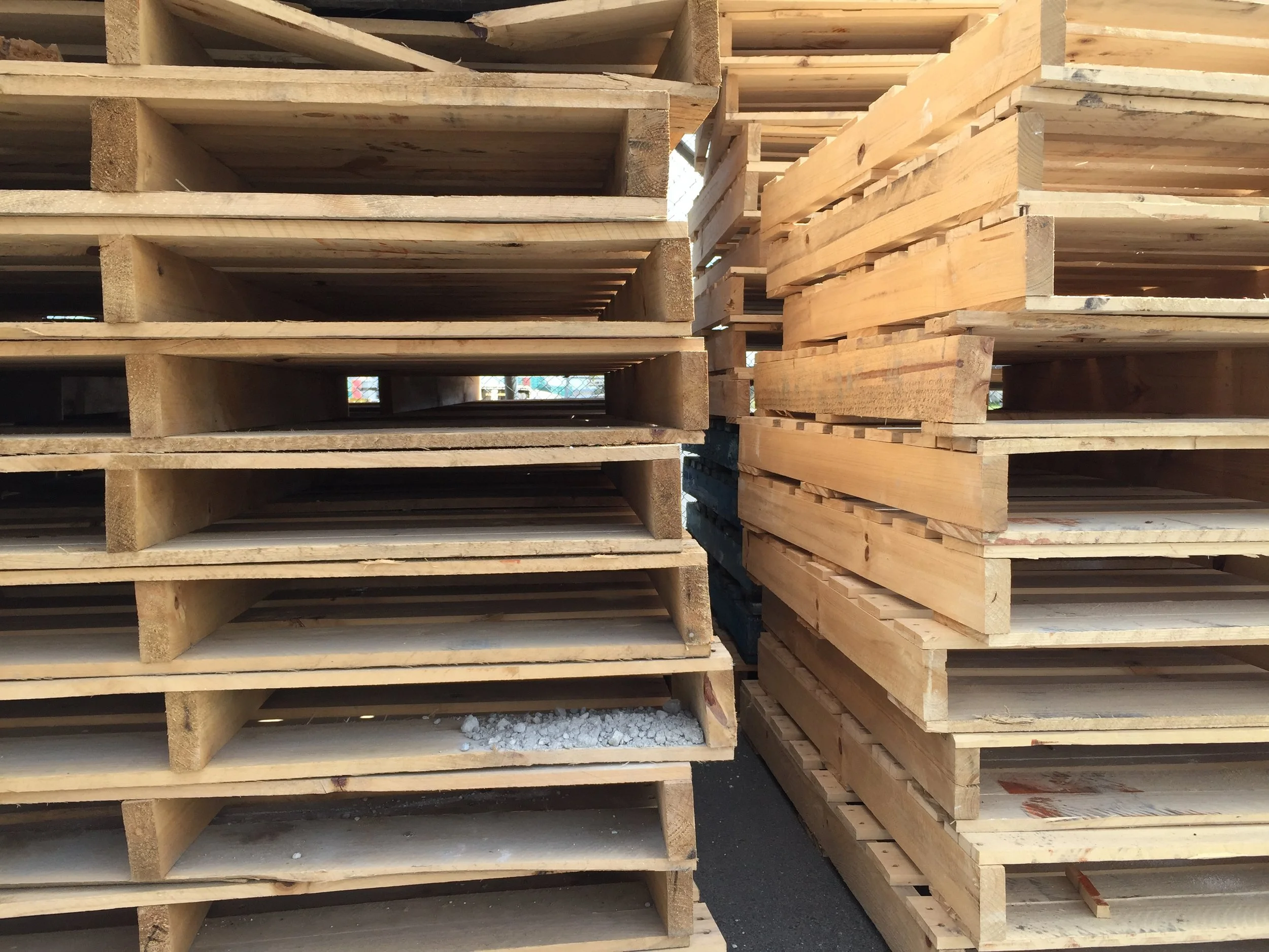 Wood pallets used to make Woodchip Biochar