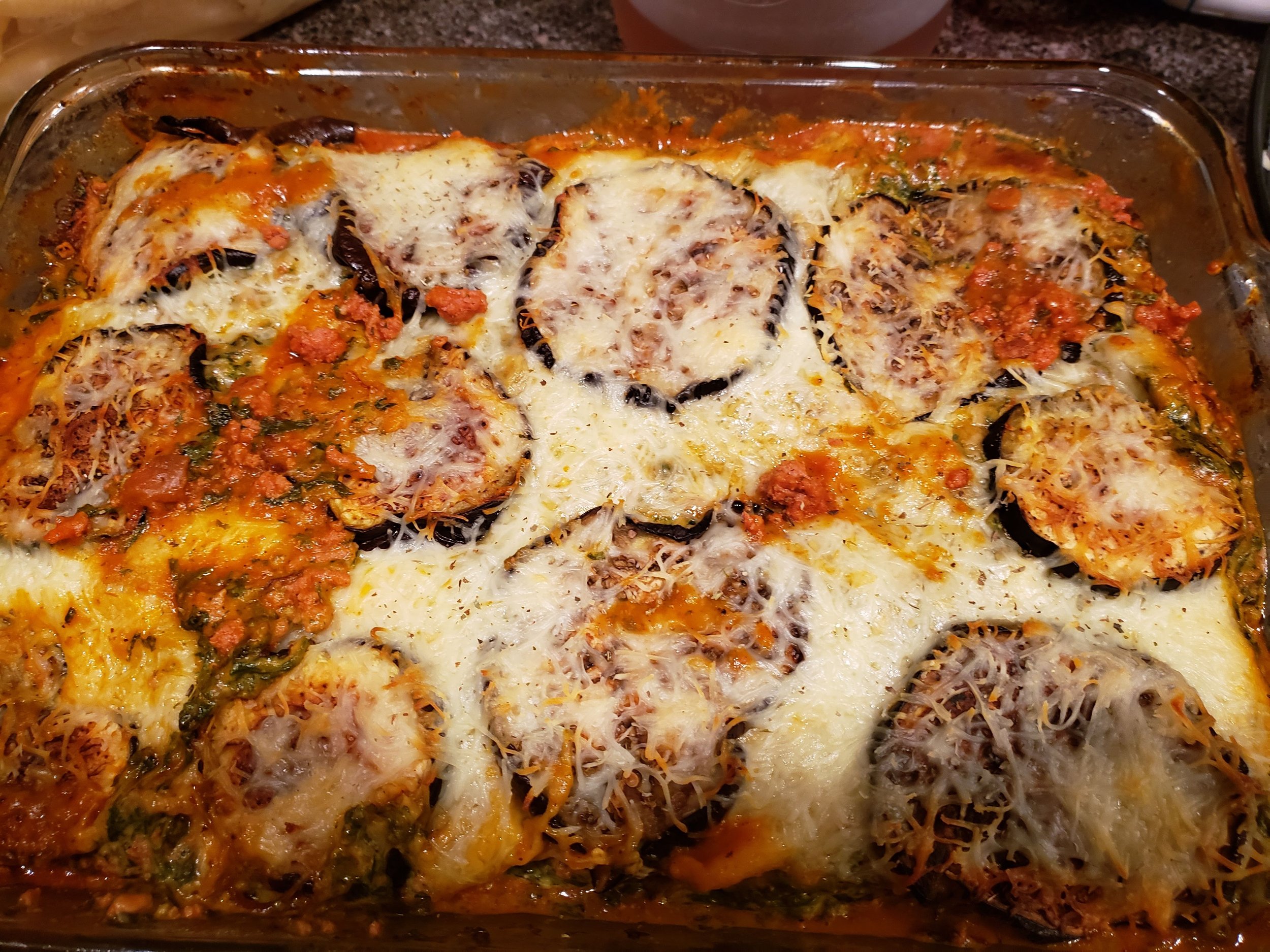 Class time eggplant parmesan end result