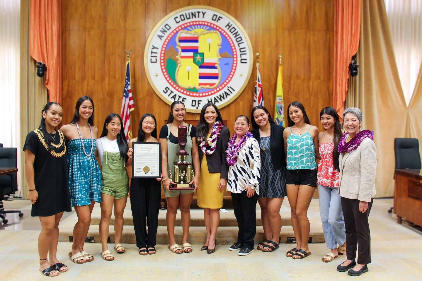 It was an honor to have the Mililani Lady Trojans Softball team at Honolulu Hale to present them with an honorary certificate.

We recognized these amazing athletes on their 2nd consecutive and 5th overall DataHouse/Hawaiʻi High School Athletic Assoc