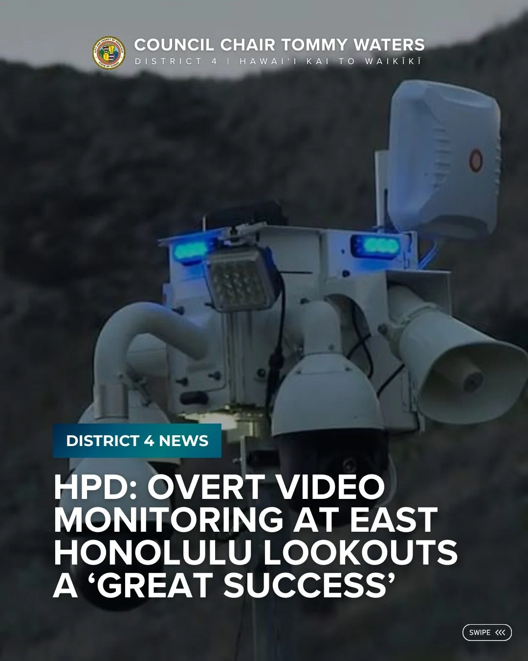 #District4News: In 2023, 225 Unauthorized Entries to a Motor Vehicle (UEMV) occurred at scenic points across East Oʻahu. In response, the @honolulucitycouncil passed Resolution 24-64 in 2024, which I introduced, authorizing the Honolulu Police Depart