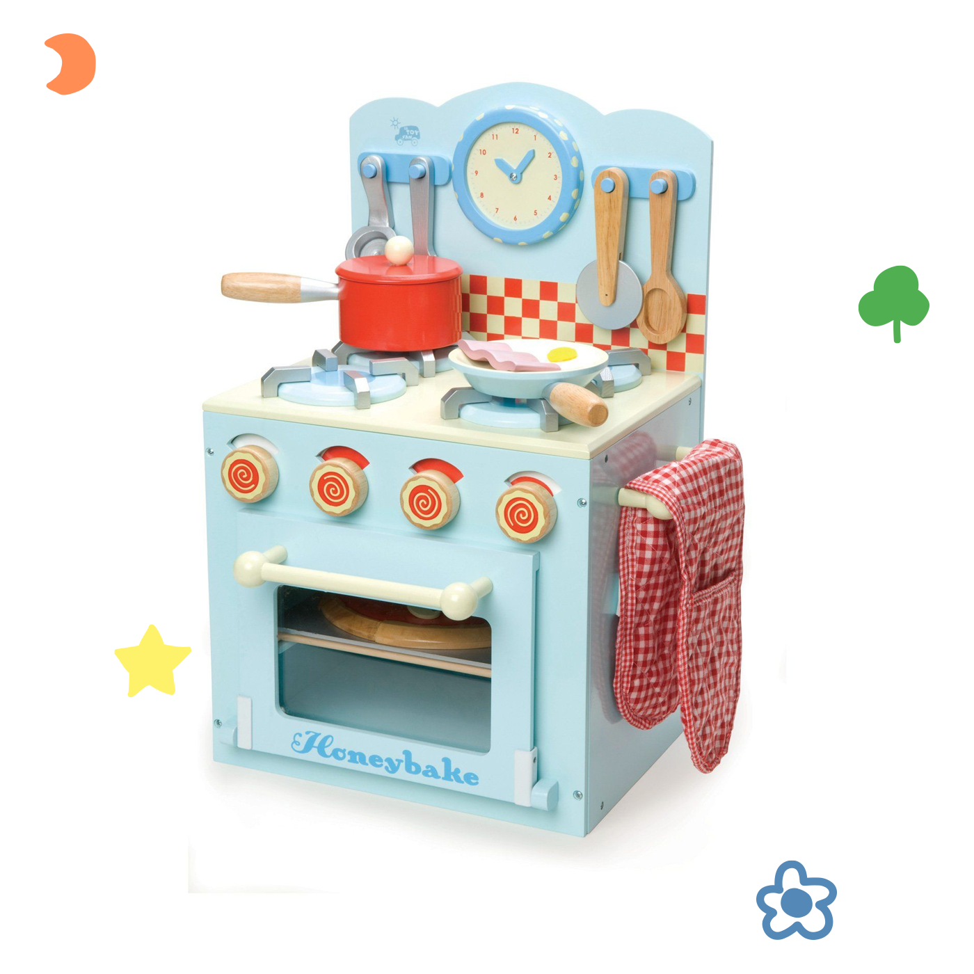 Le Toy Van Wooden Honeybake Oven & Hob Kitchen, wooden toys, toy box club, blue kitchen