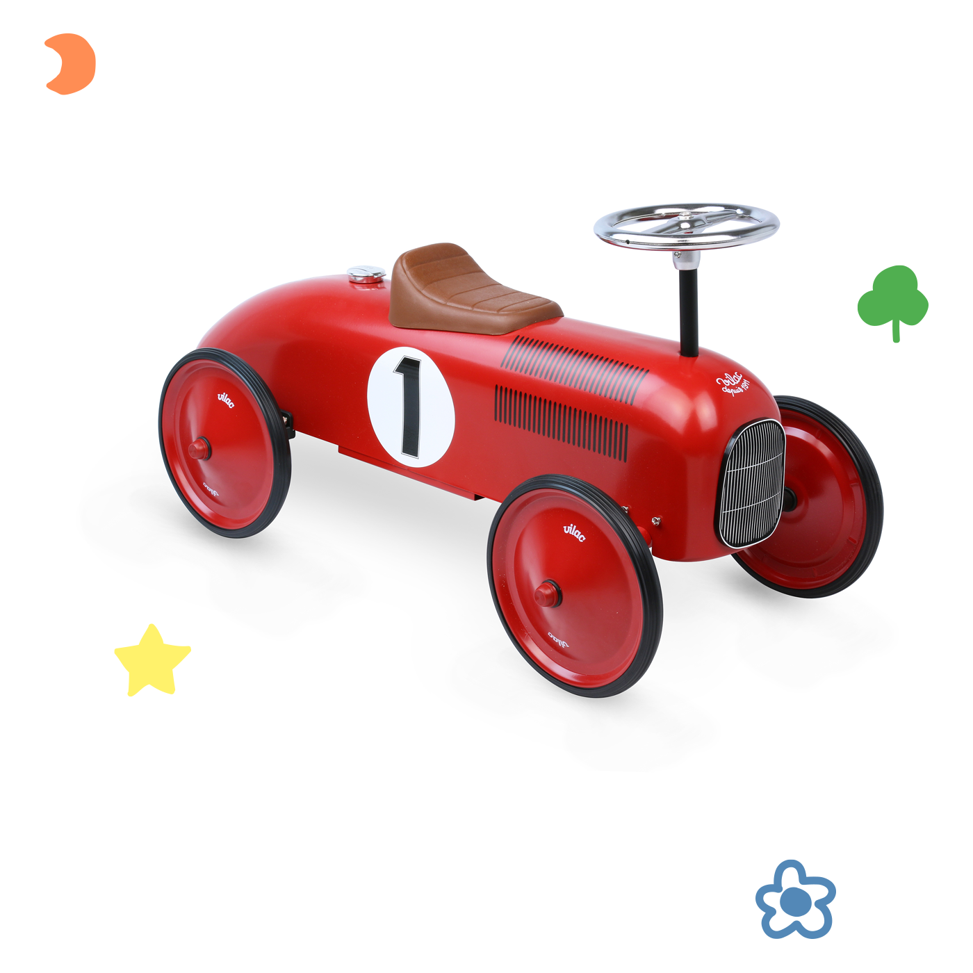 Vilac Red Vintage Ride-On Car, red wagon, red car, toy box club, ride on car, kids wheels