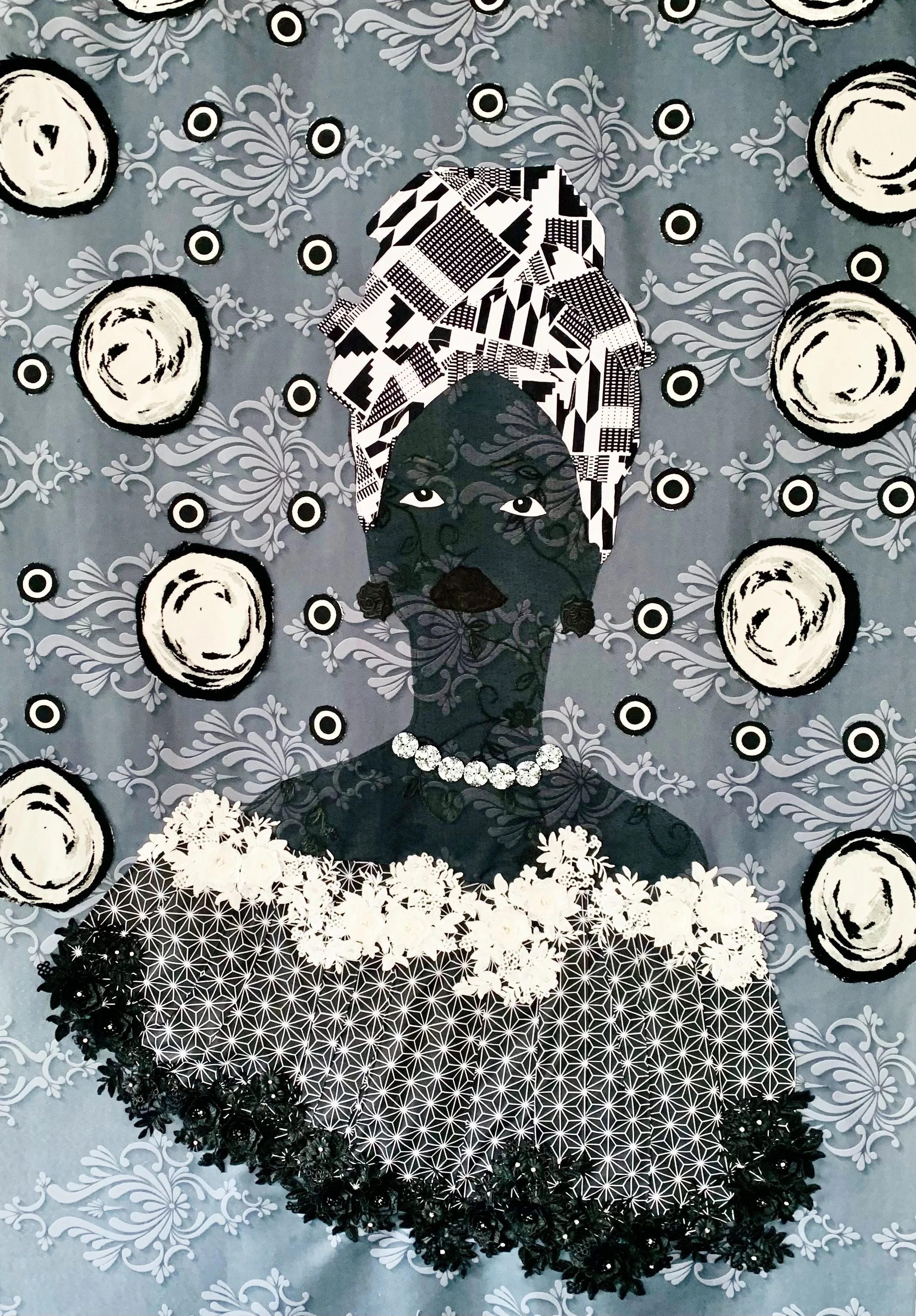Nanny 3,
Textile Collage,
154x100 cm, 2025