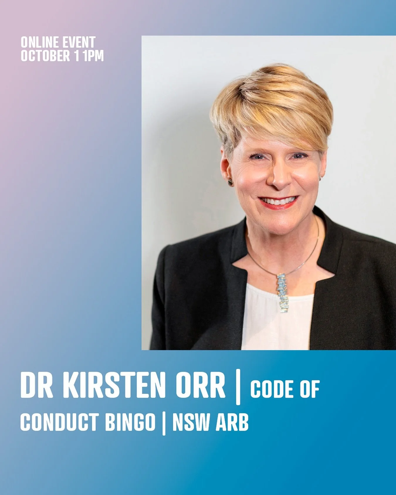 Online Event | RAA IN PRACTICE with Dr Kirsten Orr this Wednesday October 1 at 1pm. Tickets available through our website - link in bio. 

&ldquo;Code of Conduct Bingo&rdquo; is an interactive workshop designed to engage architects with the NSW Archi