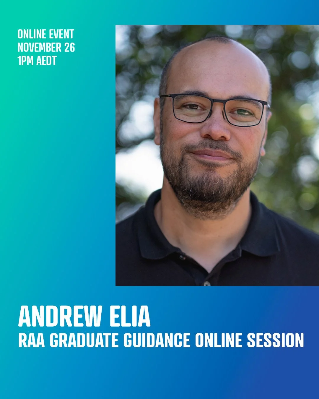 Join us at our members-only RAA Graduate Guidance Online session, hosted by Andrew Elia of @idgarchitects.aus.

When: Wednesday 26th November, 1pm - 2pm AEDT (Online)

This event is for the benefit of our growing cohort of graduate and student member