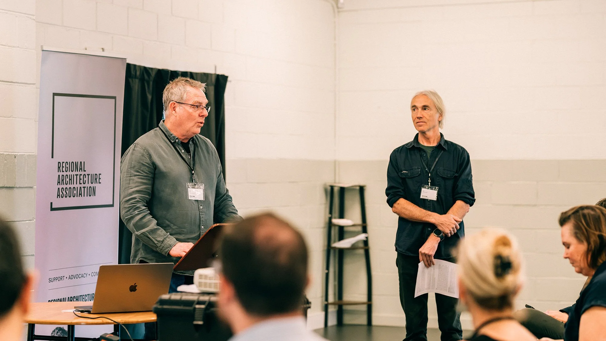 Co-creative directors Tim Lee and Ian Sercombe introducing the day of speakers. Photo: Belinda Dimarzio-Bryan