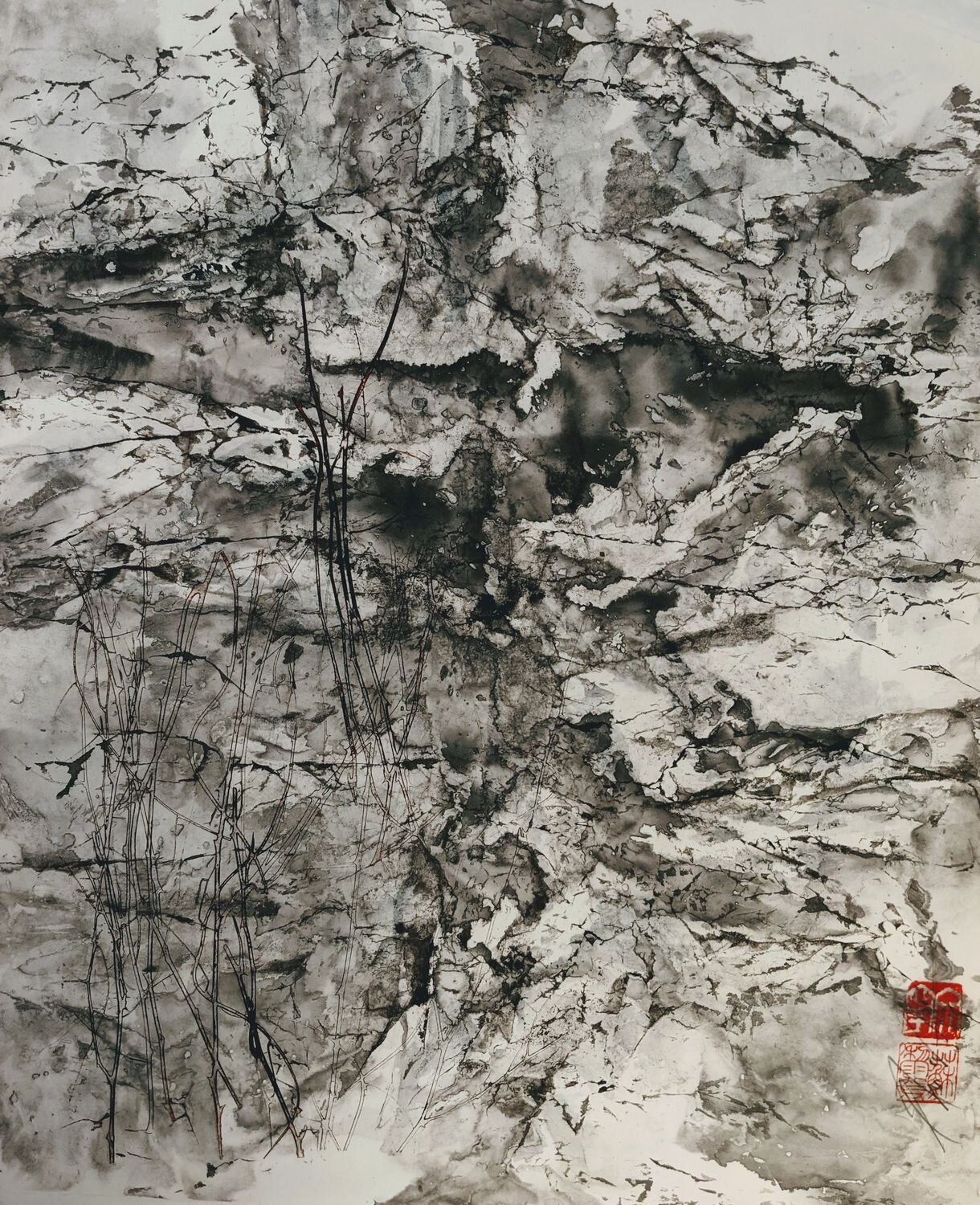 'Somewhere in the Swiss Mountains 2 / Rocky Terrain'. Ink on Paper. 1st Prize 'Sydney Royal Easter Show 2021'. AU$1200.00