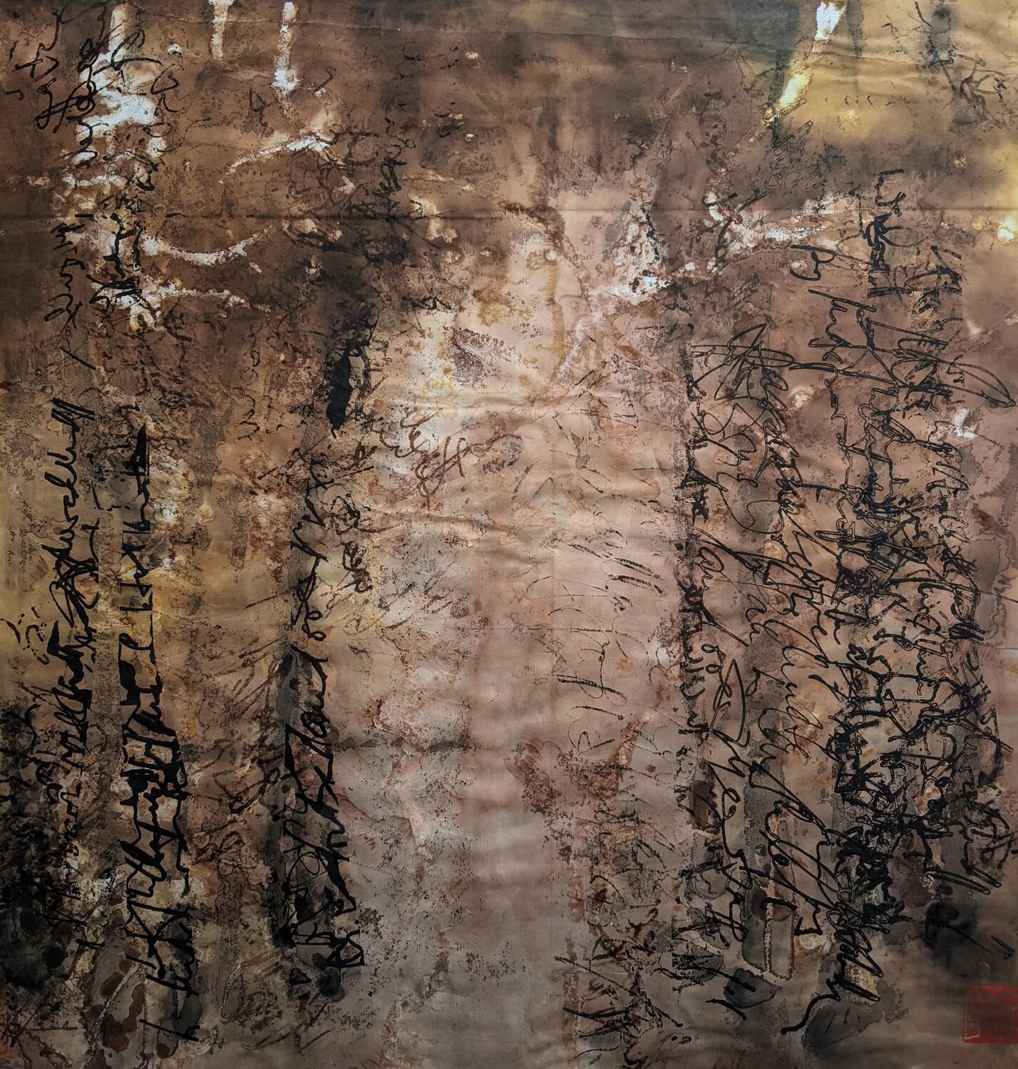 'Scribbly Gums'. Ink and Colour on Paper. Photopolymer Intaglio.