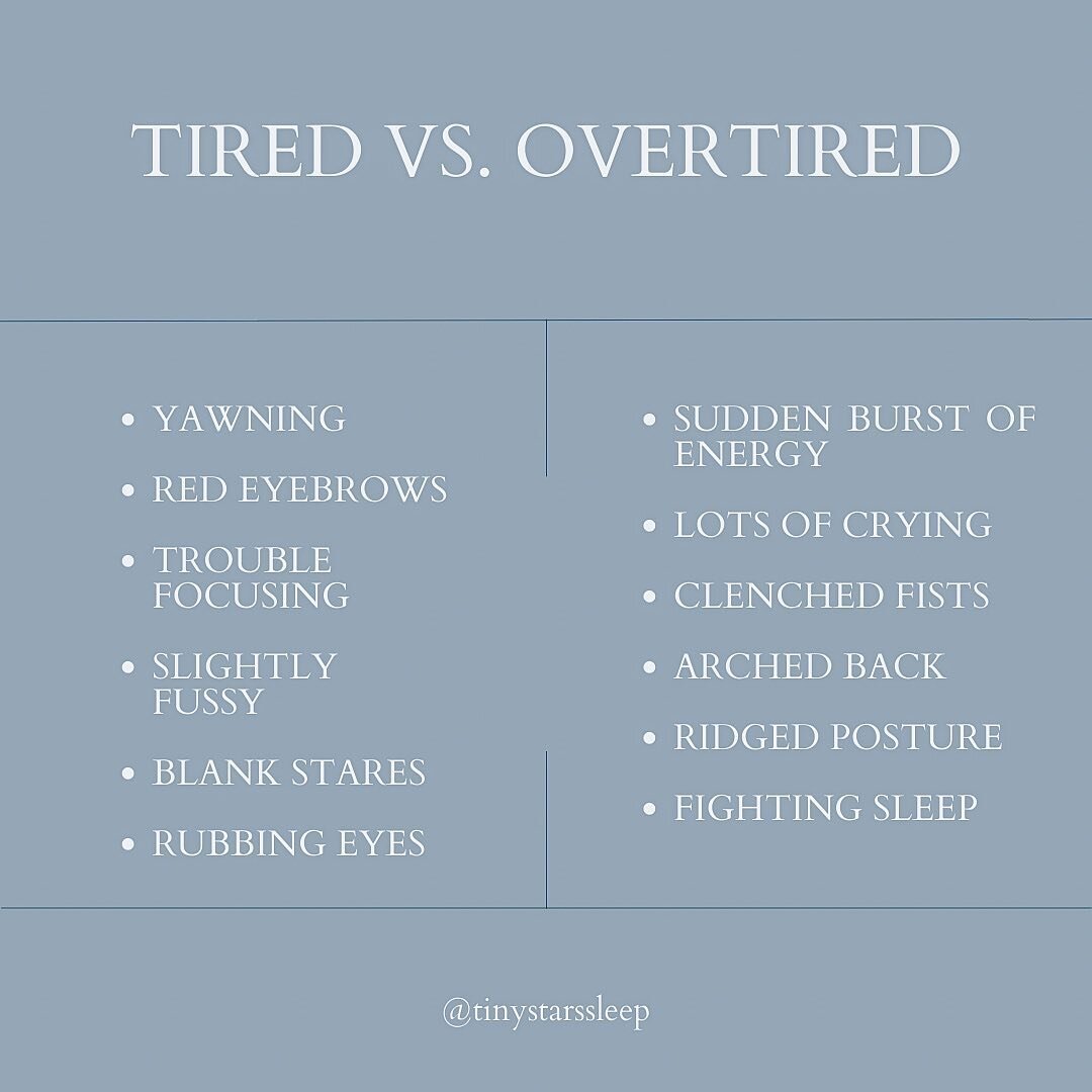 Do you have a hard time understanding your child&rsquo;s Tired vs. Overtired cues? 
⠀⠀⠀⠀⠀⠀⠀⠀⠀⠀⠀
🤍Don&rsquo;t forget to LIKE and SAVE this post for future reference! 
⠀⠀⠀⠀⠀⠀⠀⠀⠀⠀⠀⠀
Here are a few of the most common tired signs:
⠀⠀⠀⠀⠀⠀⠀⠀⠀⠀⠀⠀
😴 Yawning