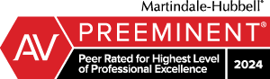 Logo for AV Preeminent 2024, indicating peer-rated highest level of professional excellence.