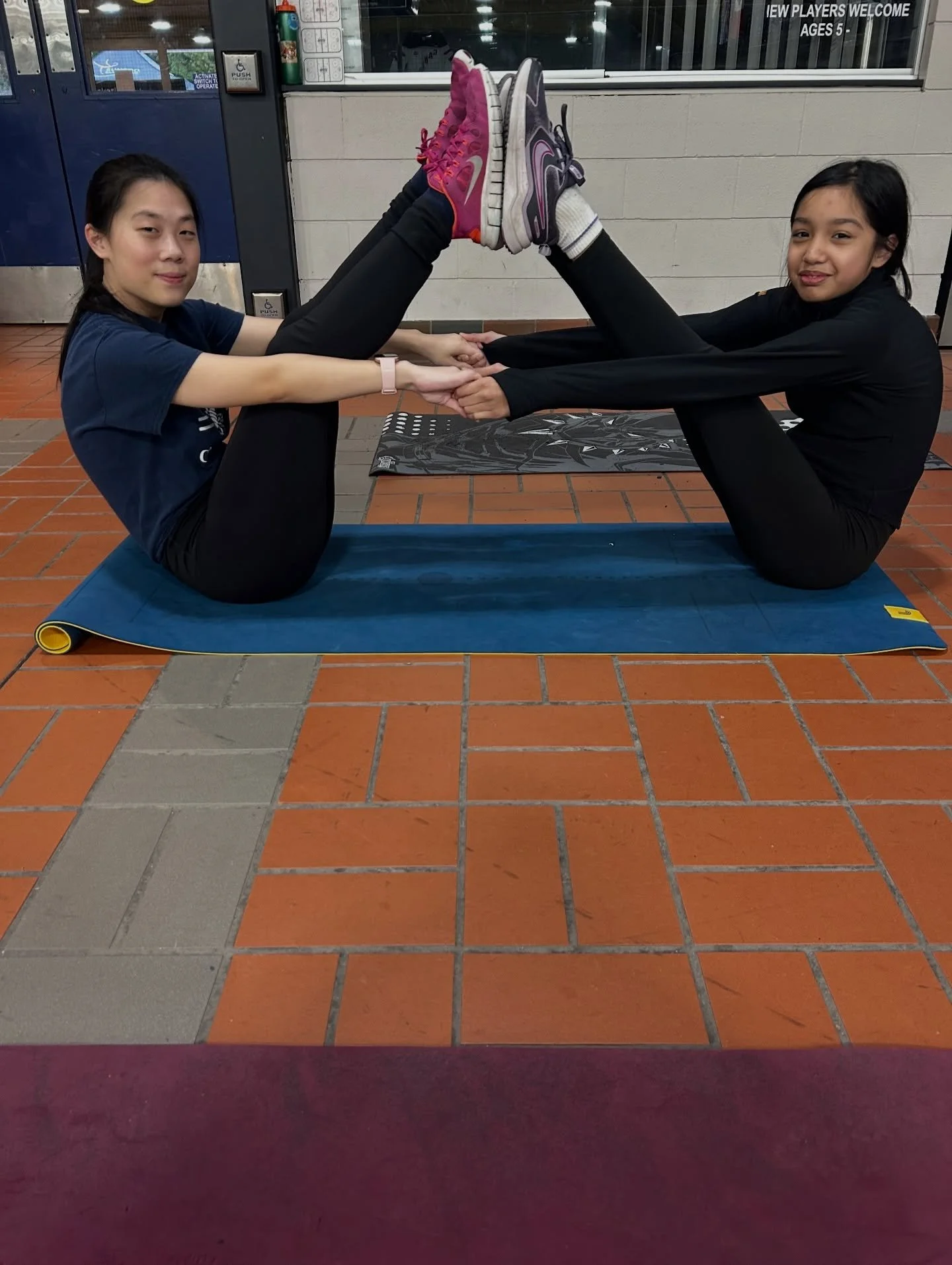 Some fun tandem yoga poses as a challenge today for Development!