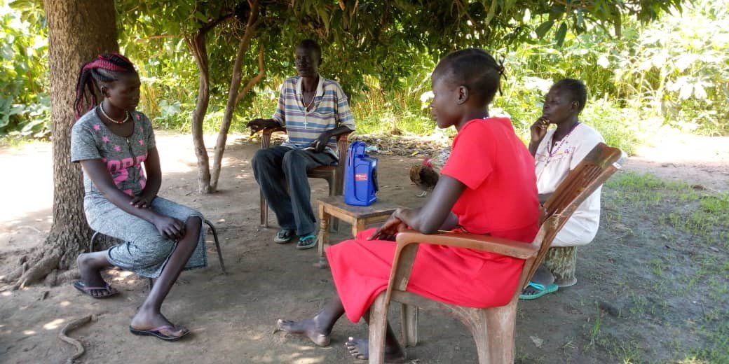 BBC Media Action: a family listening group in Tonj, South Sudan