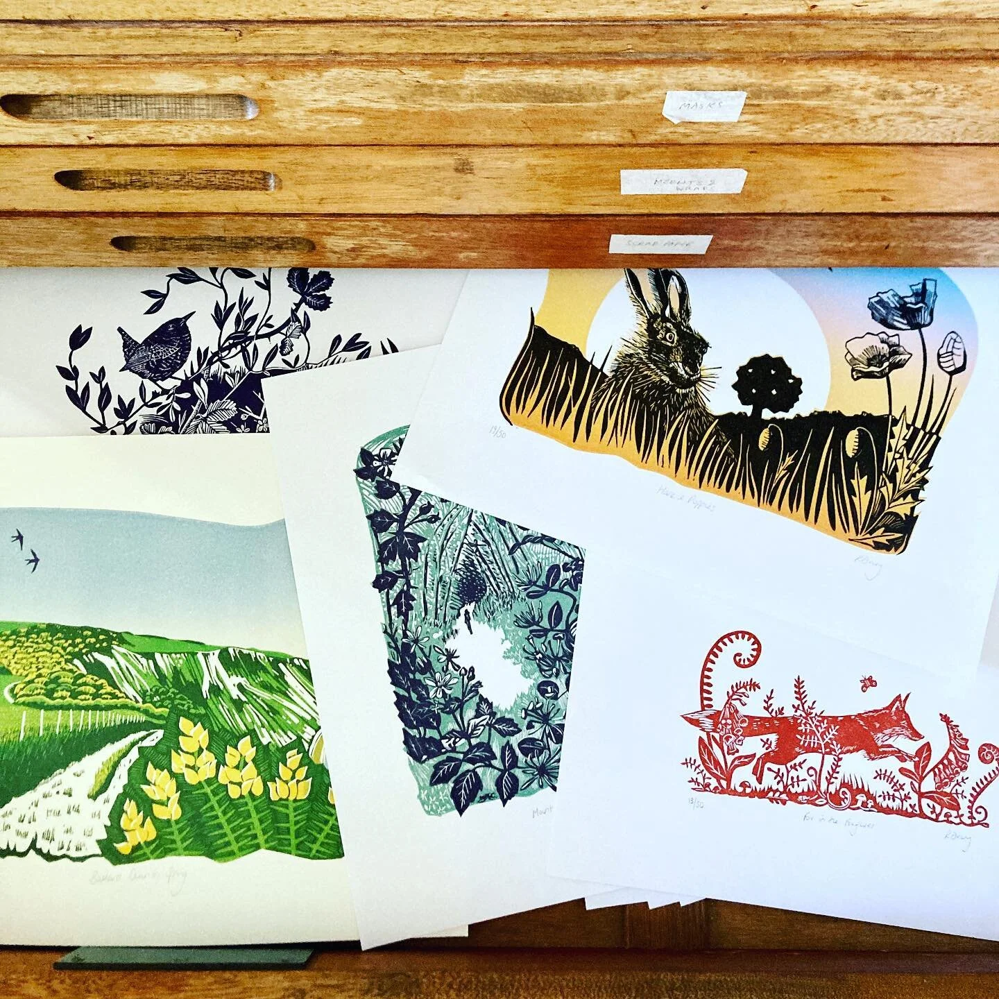 Hoping to find time to sort through my finished print drawer today. These all need to be titled, numbered and signed, and then packaged up. Getting ahead makes it much easier to respond to orders quickly, and I've an exhibition, a print fair and new 