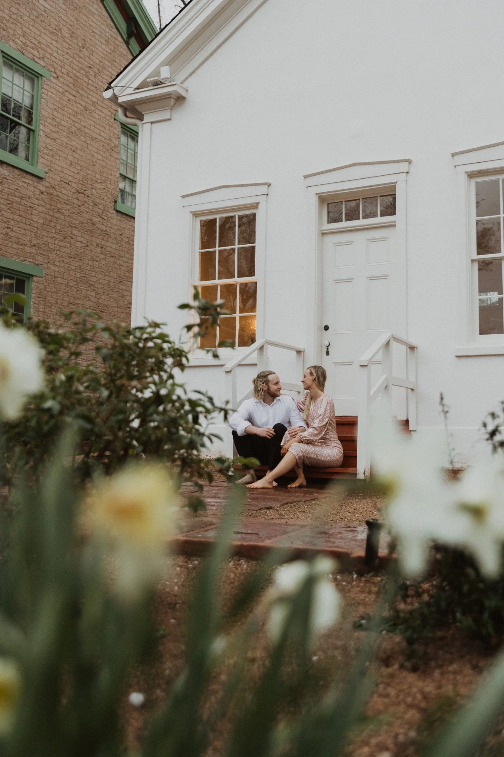 Downtown rainy couples session