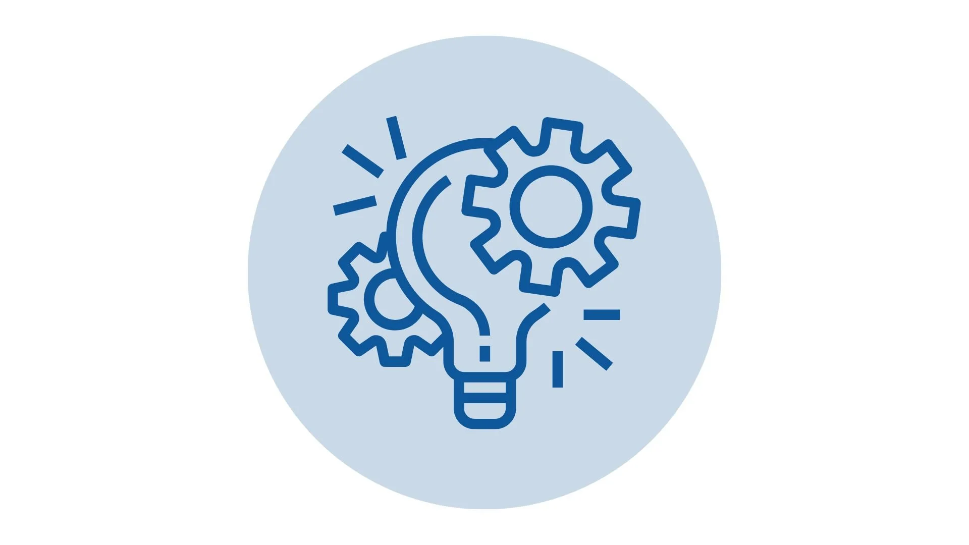 An illustration of a light bulb with gears inside and around it, symbolizing ideas and innovation.