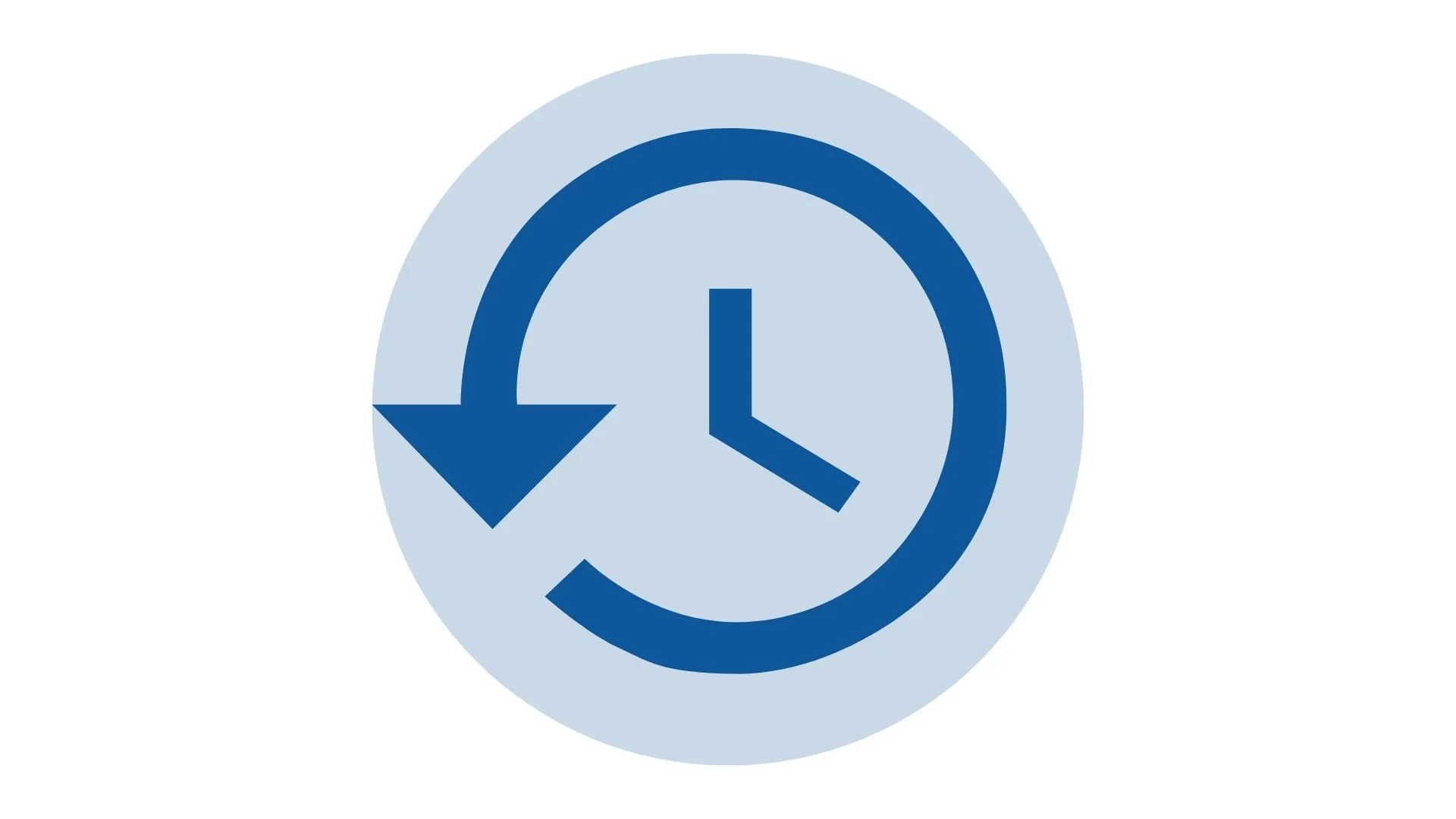 Blue clock with a circular arrow pointing counterclockwise, indicating a history or time rollback feature.