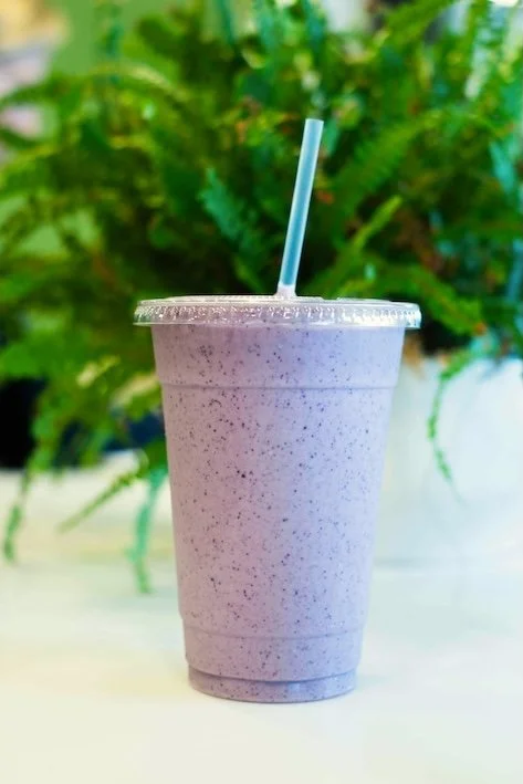 berry smoothie from ecobean cafe in south burlington
