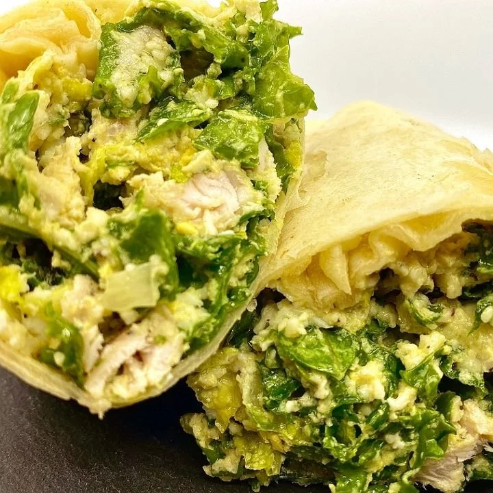 Chicken Caesar Wrap (options to make vegan)