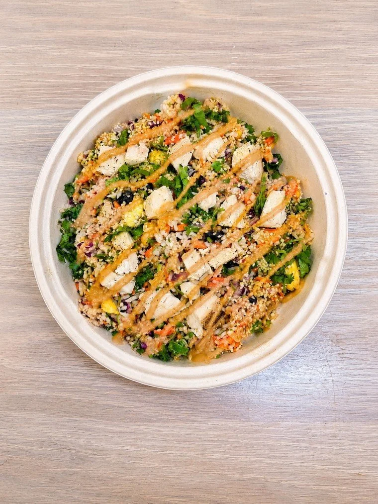 Thai Peanut Chicken Salad (options to make vegan)