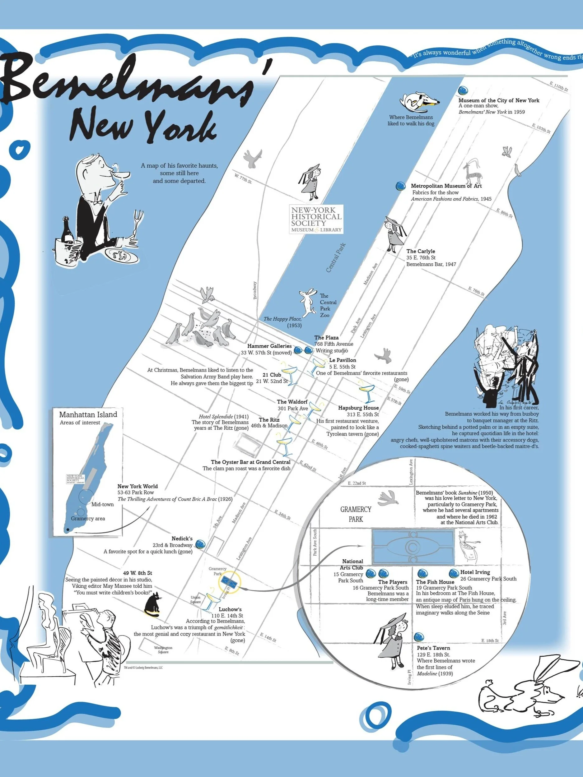 Ludwig Bemelmans’ New YorkMap created for the Madeline Show at the New York Historical Society.