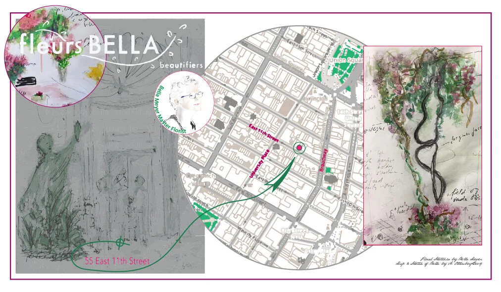 An artist with Flowers, Bella Meyer. Manhattan, NYC