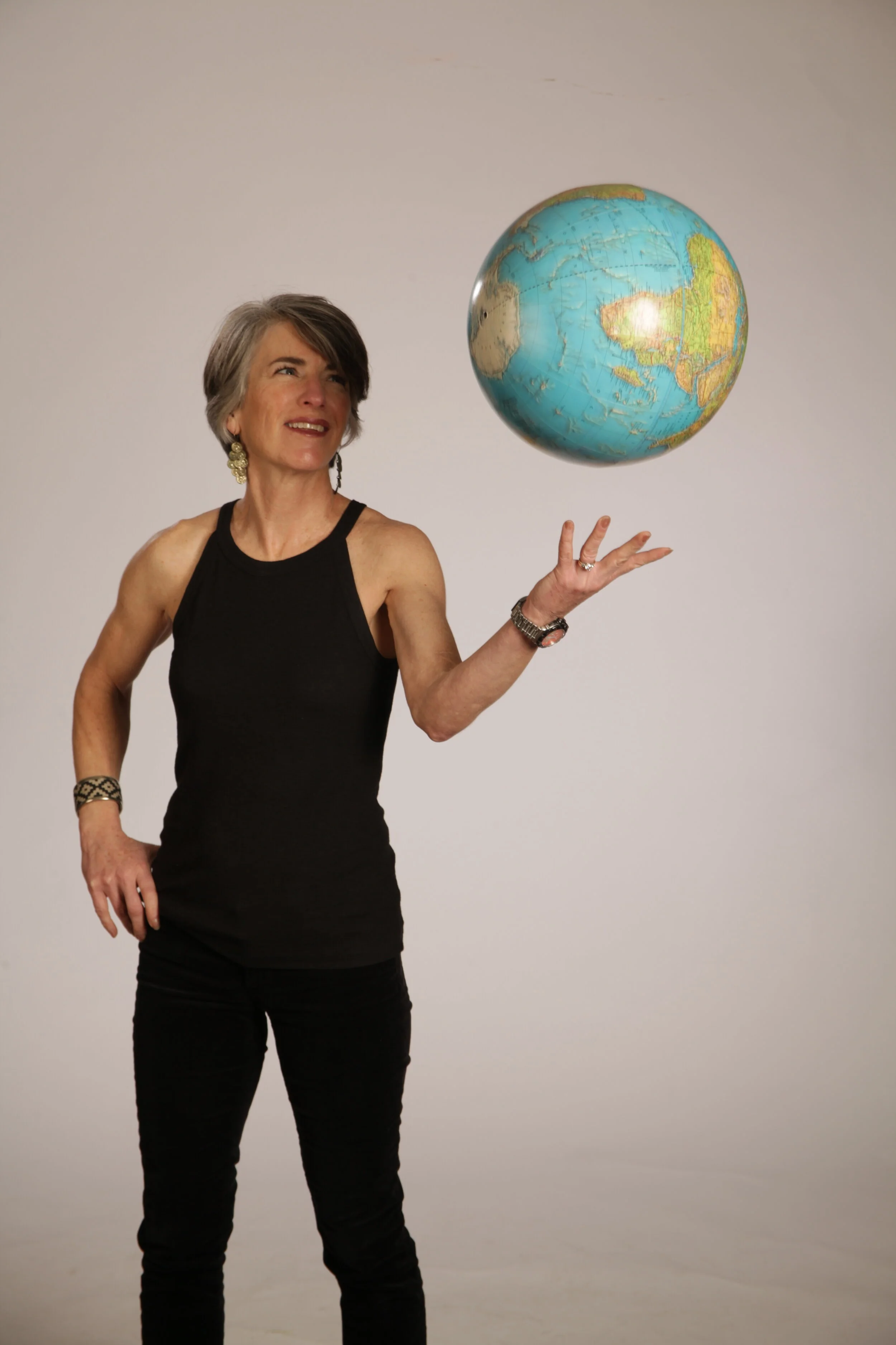 A WOMAN WALKS OUT OF THE BAR