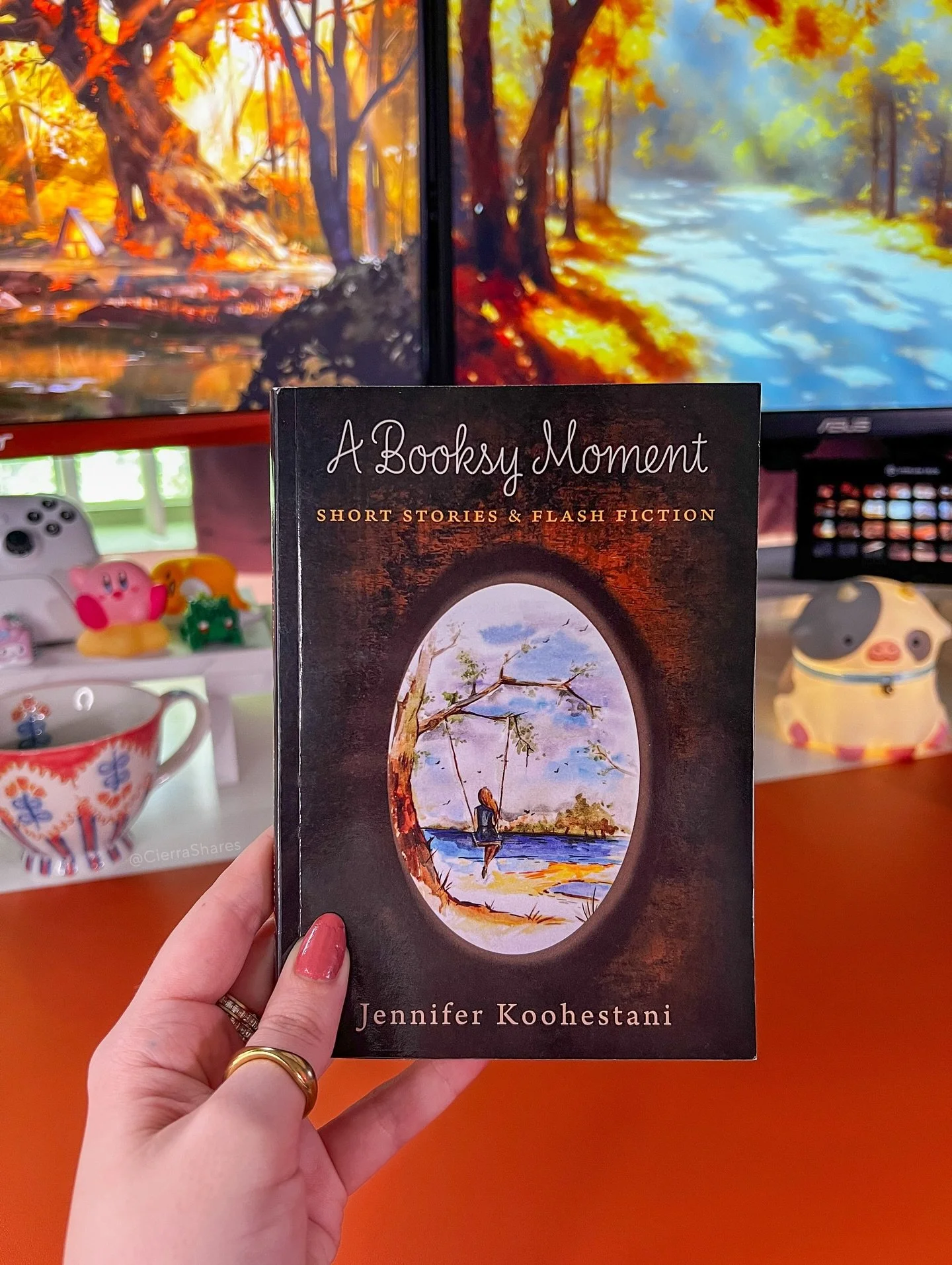 Getting cozy with &lsquo;A Booksy Moment&rsquo; by Jennifer Koohestani to really get into the mood for fall 🧡 We&rsquo;ll be reading through some of these short stories &amp; flash fiction pieces while we play Tiny Bookshop this weekend &mdash; I ho