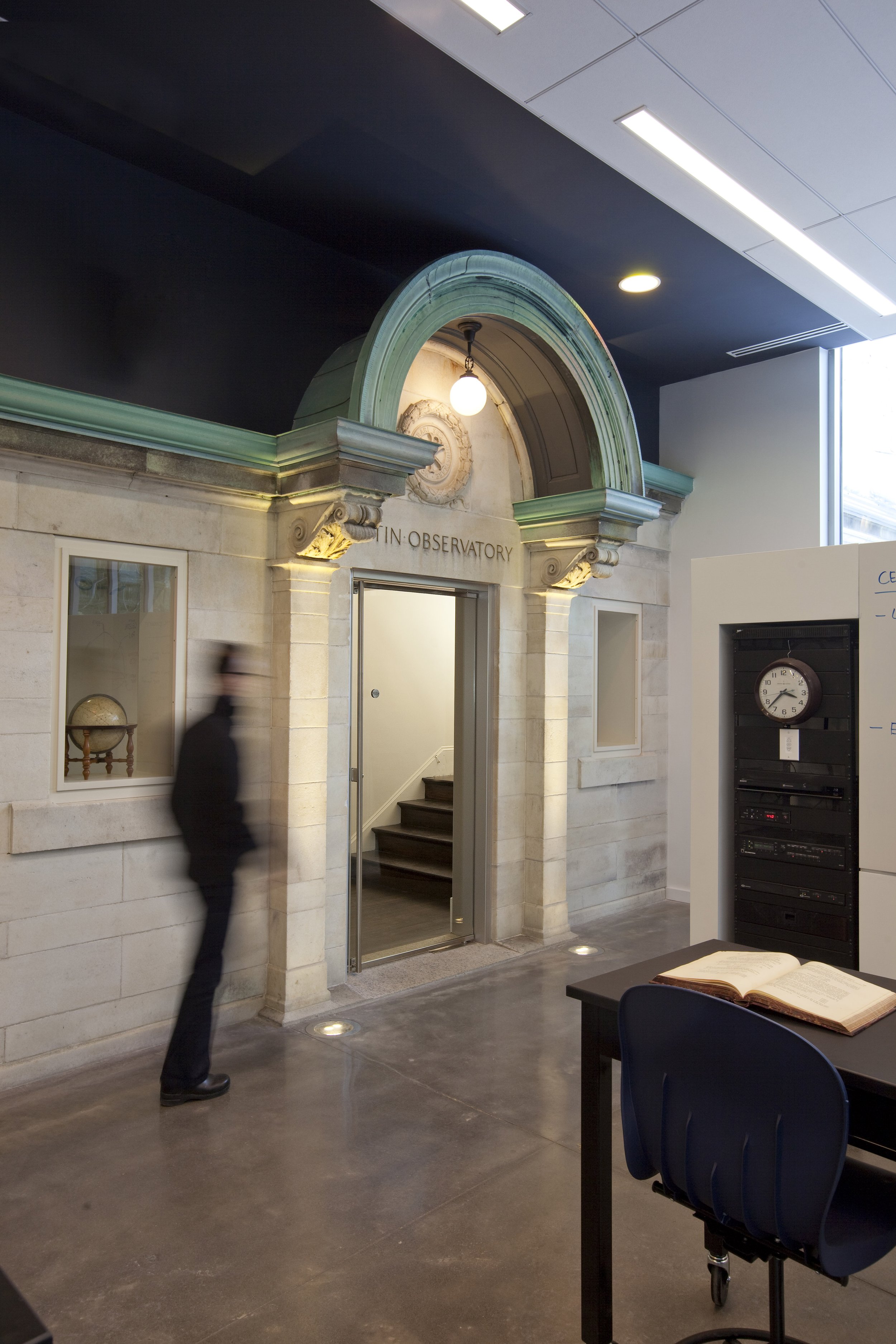 The abandoned north doorway is now a feature in the specialty classroom.