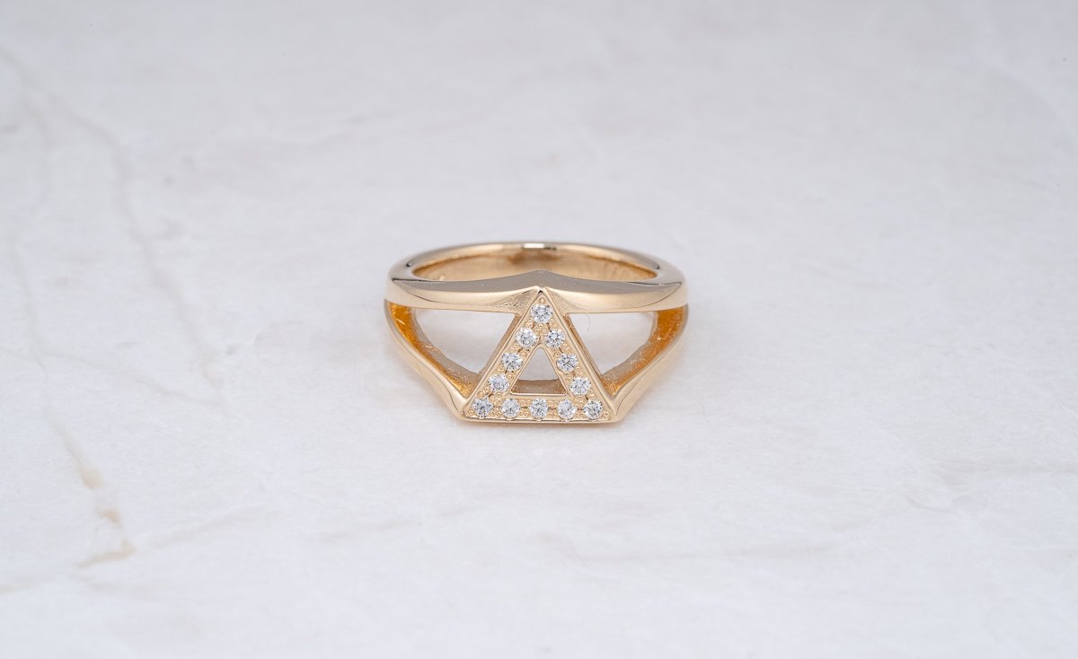 Delta Sigma Theta Offset Greek Letter Diamond Sigma Ring with Open ...