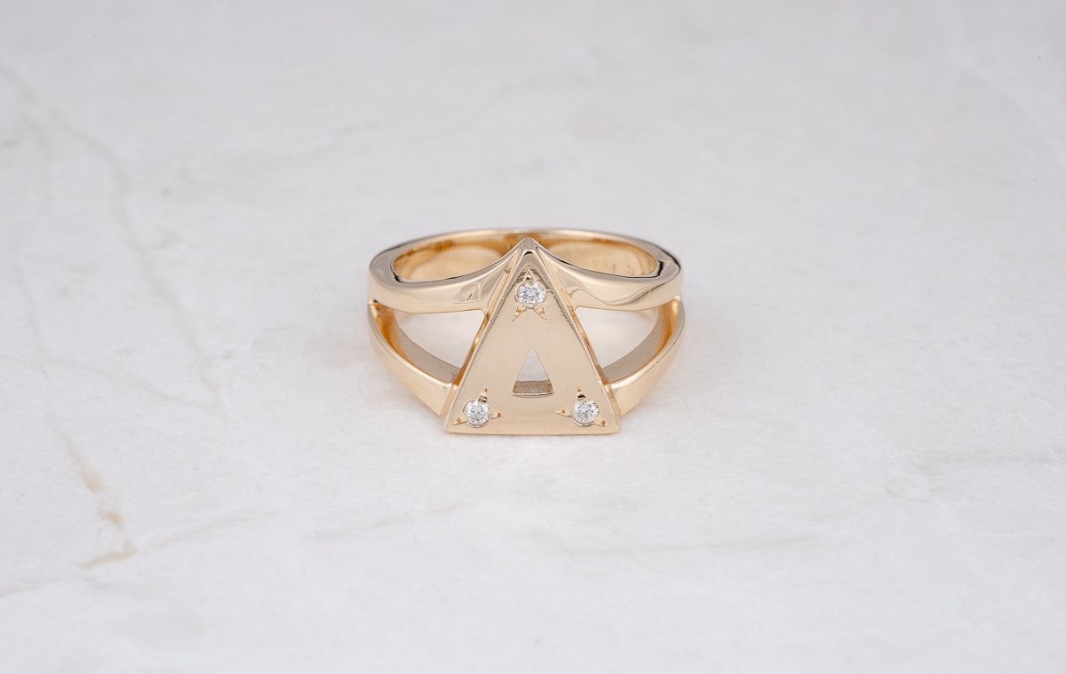 Delta Sigma Theta 14k Greek Letter Ring with Diamond set between Delta ...