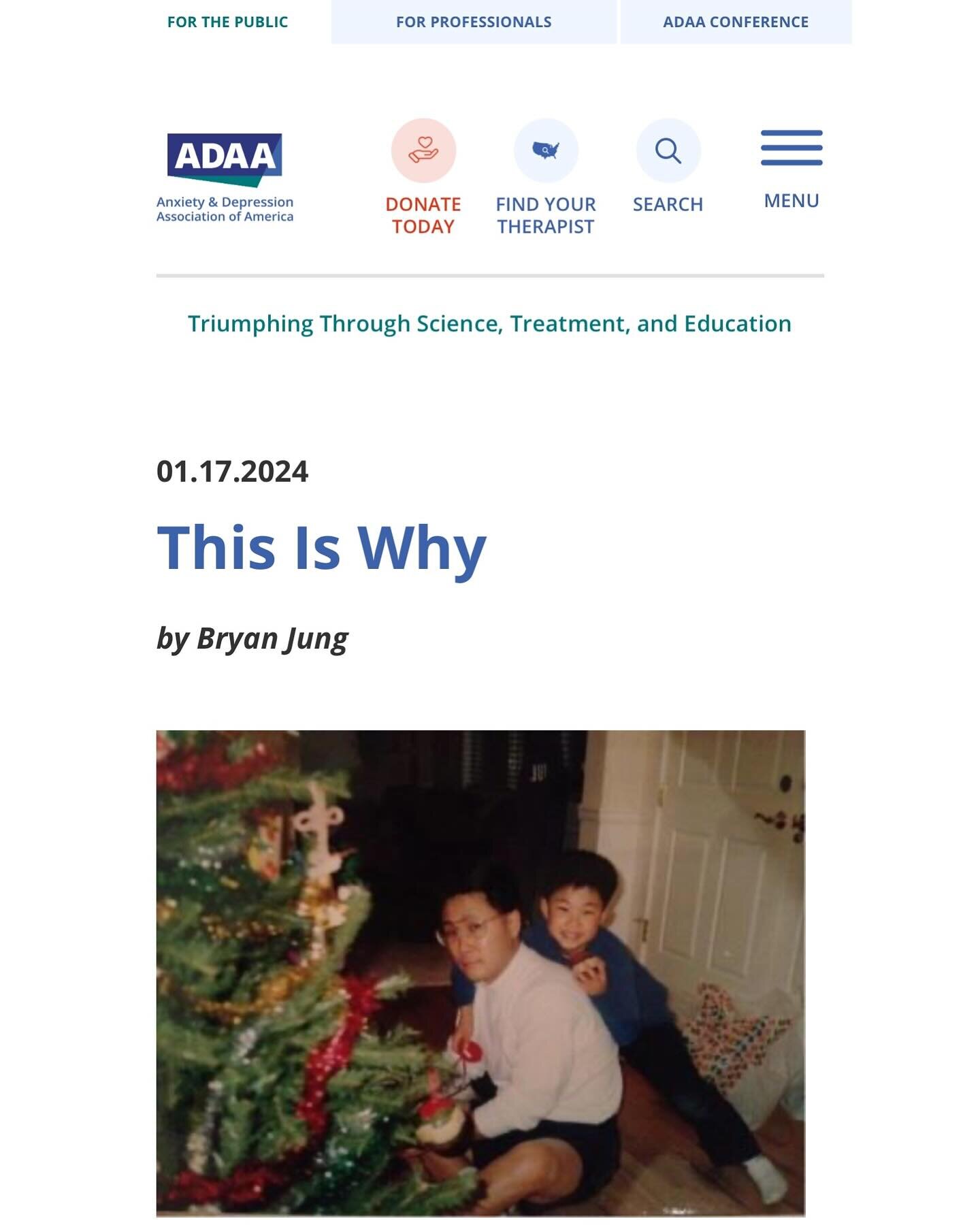 Thank you to @anxietyanddepression_adaa for sharing my story with your community. I hope opening up about my past struggles with anxiety can provide a bit of encouragement &amp; hope for at least one person out there.

Read the post on the ADAA websi
