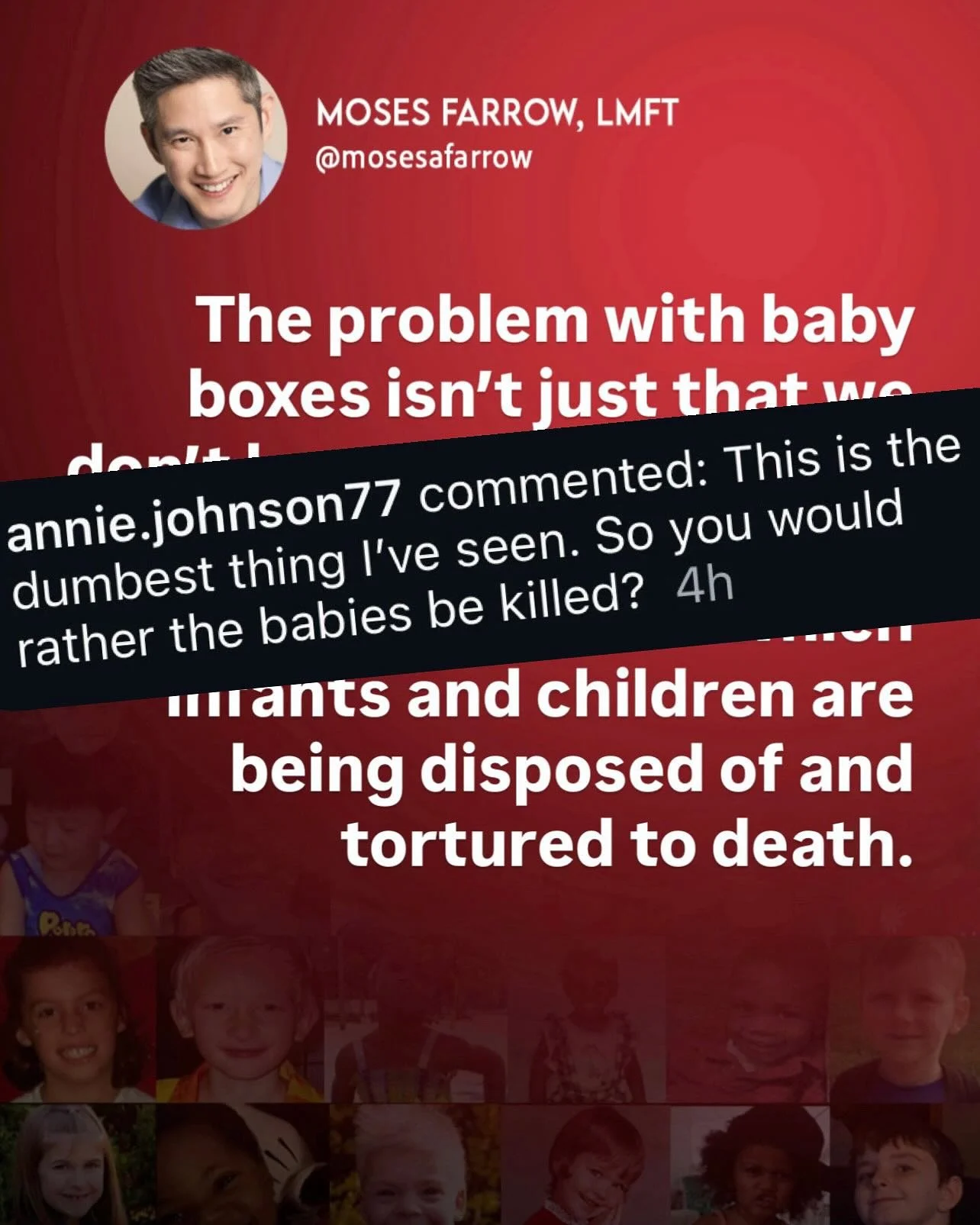 The logic of &ldquo;saving babies from dumpsters&rdquo; only to put them in a system that disposes of them is sus and doesn&rsquo;t make sense. 

What these infants and children experience in their placements at the hands of those who promised to pro