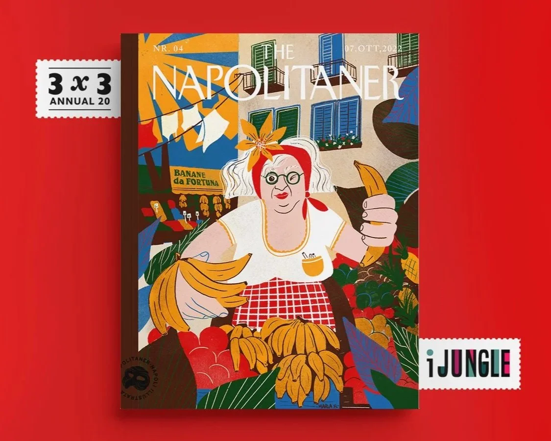Editorial Illustration for The Napolitaner inspired by the Neapolitan street market food Fortuna delle Banane.