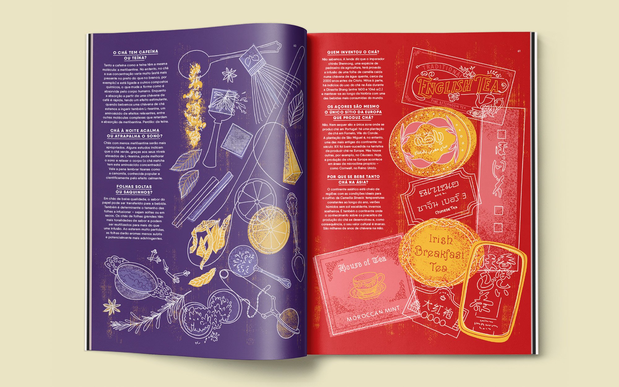 Editorial illustration interpreting tea culture for a DDD magazine feature