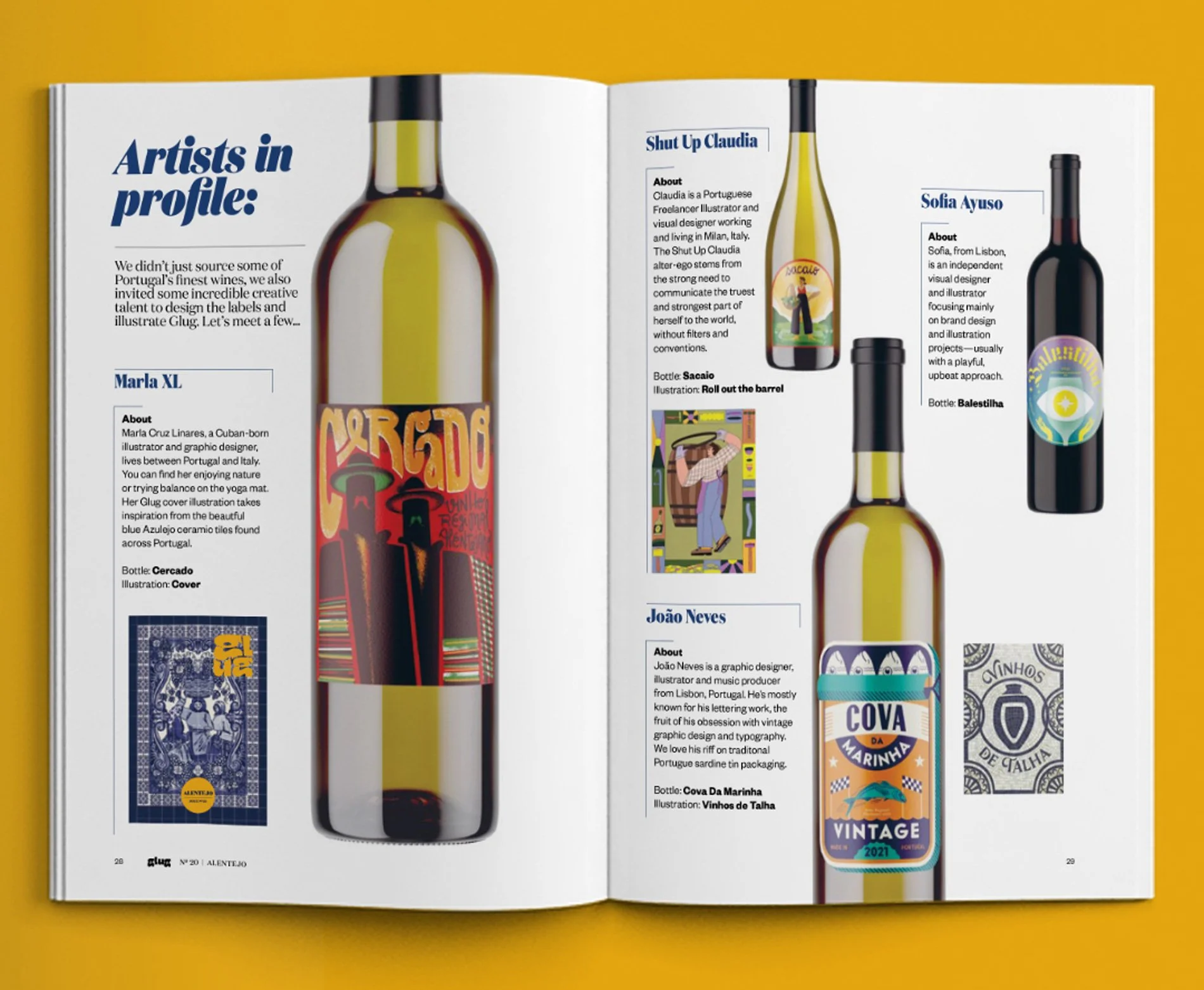 Wine label artwork by Marla XL for Glug Magazine