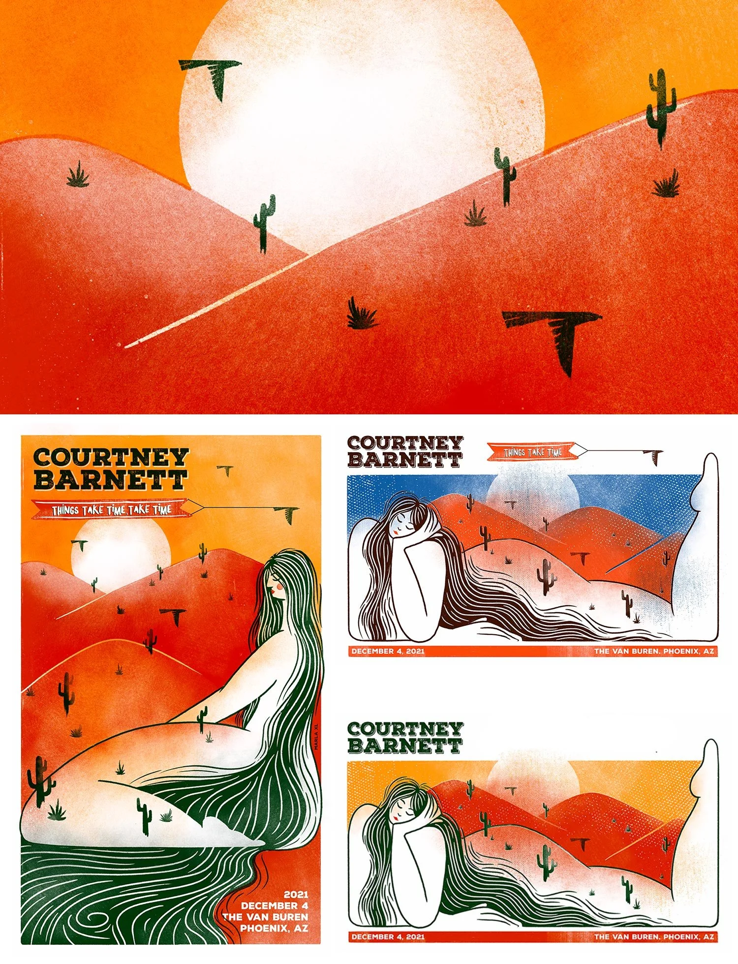 Desert‑inspired concert poster with warm tones and graphic composition