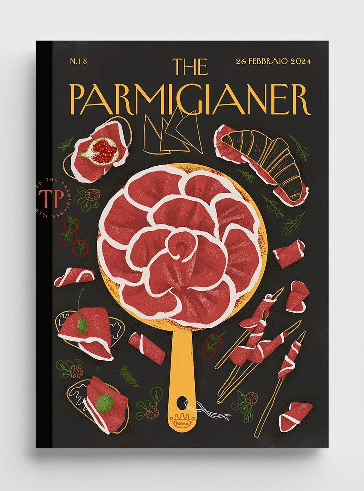 Illustration of Prosciutto di Parma created for The Parmigianer  by Marla Cruz Linares
