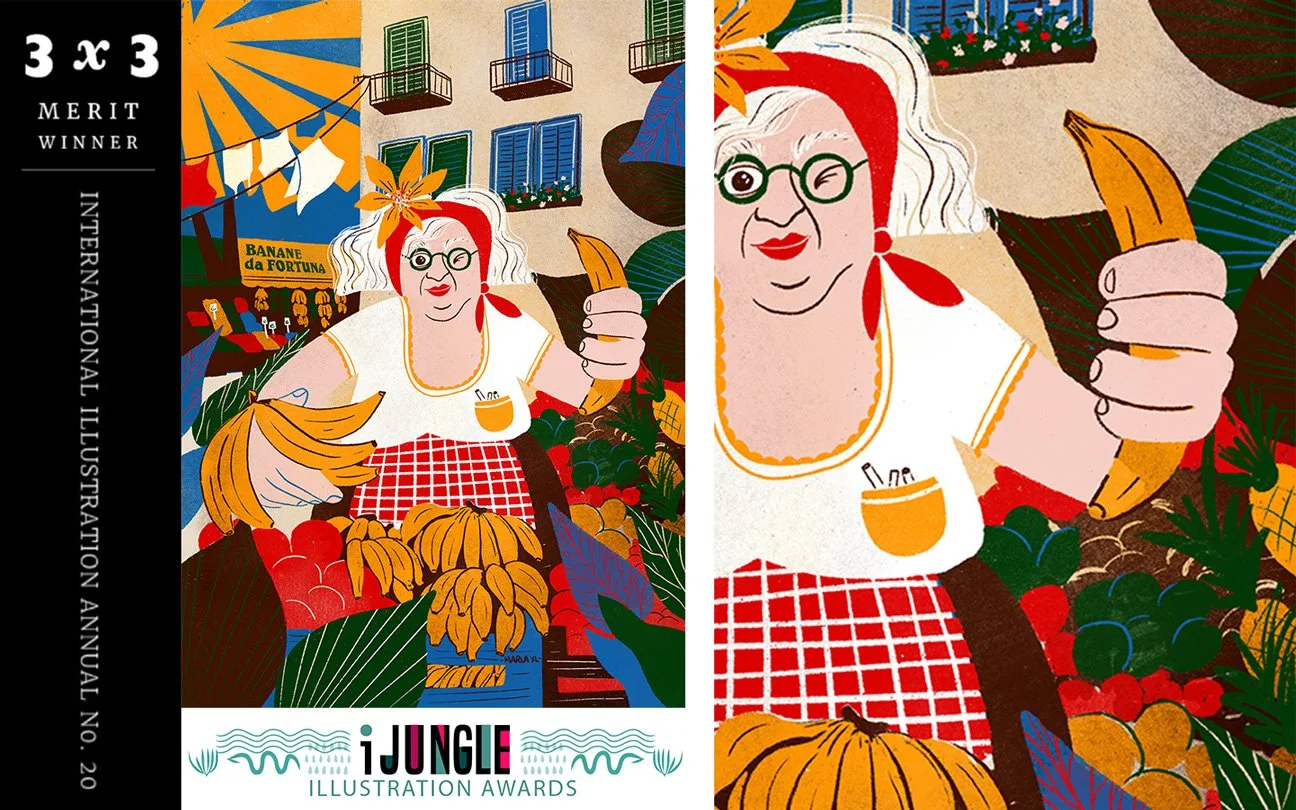 Neapolitan cultural illustration inspired by local market life for The Napolitaner.