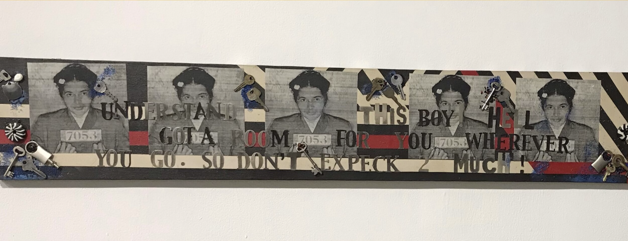 Charles Dudley, 705.3 Rosa, acrylic and metal. (705.3 was the prison number given to Rosa Parks upon her arrest)