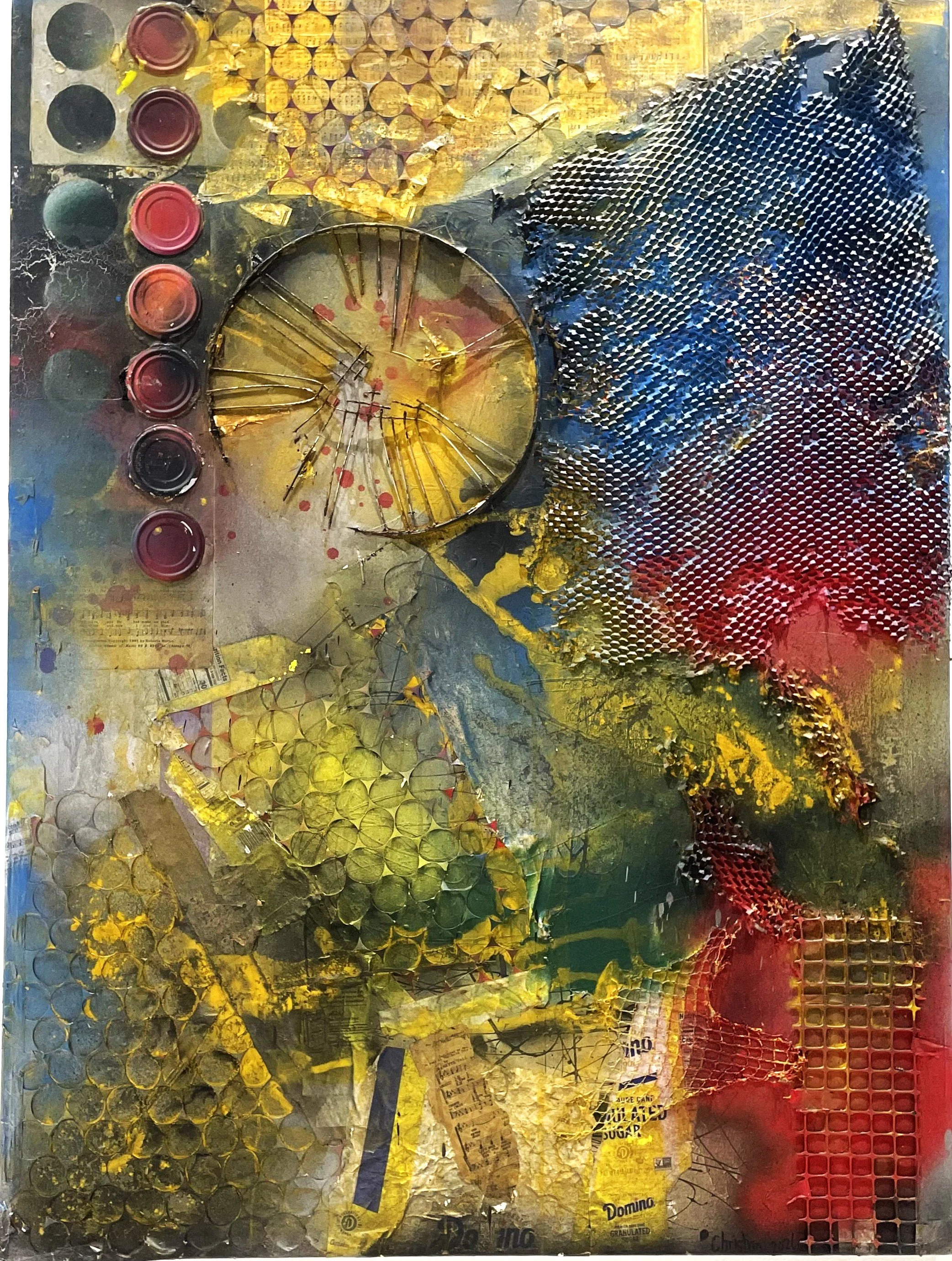 Carl Christian, Some Glad Morning, 2026. Mixed media on canvas.