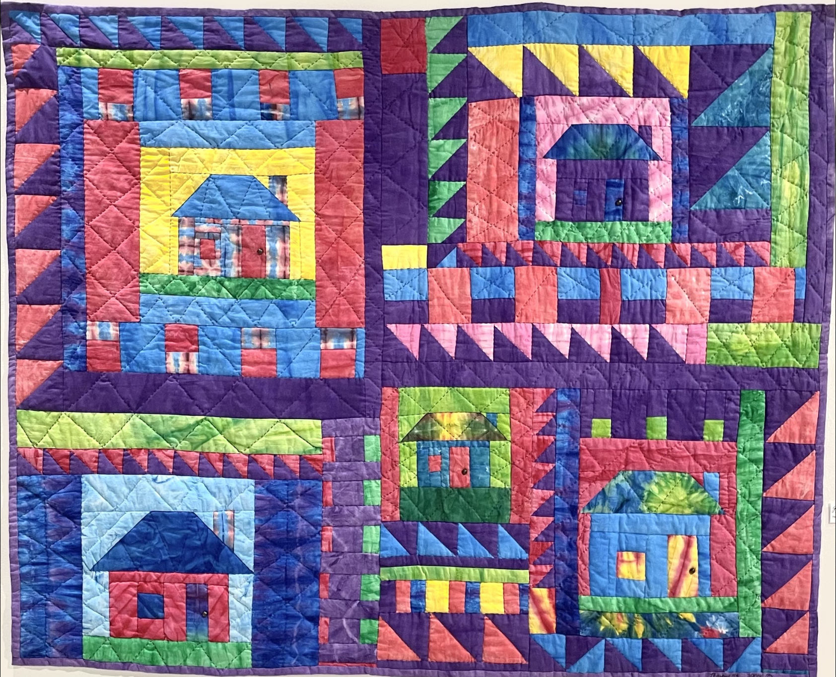 Grandma's House Quilt, 2004. Hand-dyed and hand-quilted.