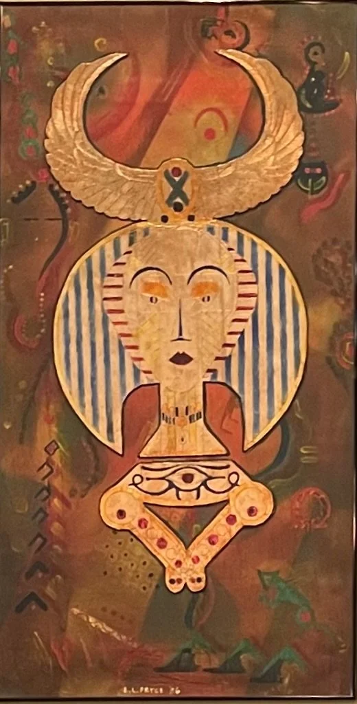 From the African Virgin's Victory series, 1986, copper repousse', acrylic on wood.