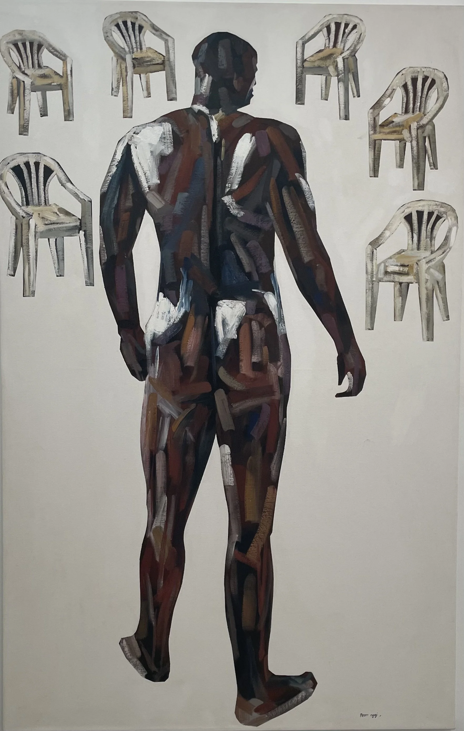 Peter Ngusi, Formation 5, 2016. 59 x 37.5," oil on canvas